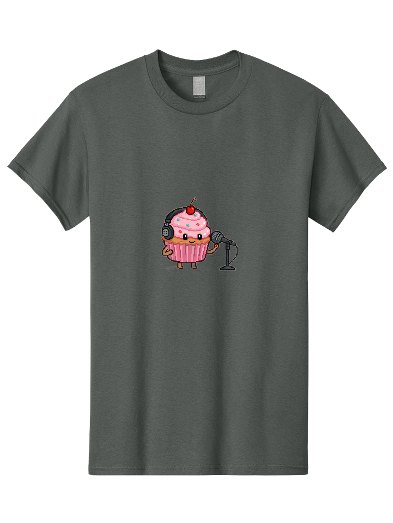 Cupcake-With-Headphones-1 Men'S Graphic Tee, 100% Cotton, Comfortable Casual Summer Wear, Machine Washable, Vintage Camera, Old Camera, Antique Camera, Black Camera, Classic Photography, Photography Equipment, Nostalgic Device, Film Camera, Bah868