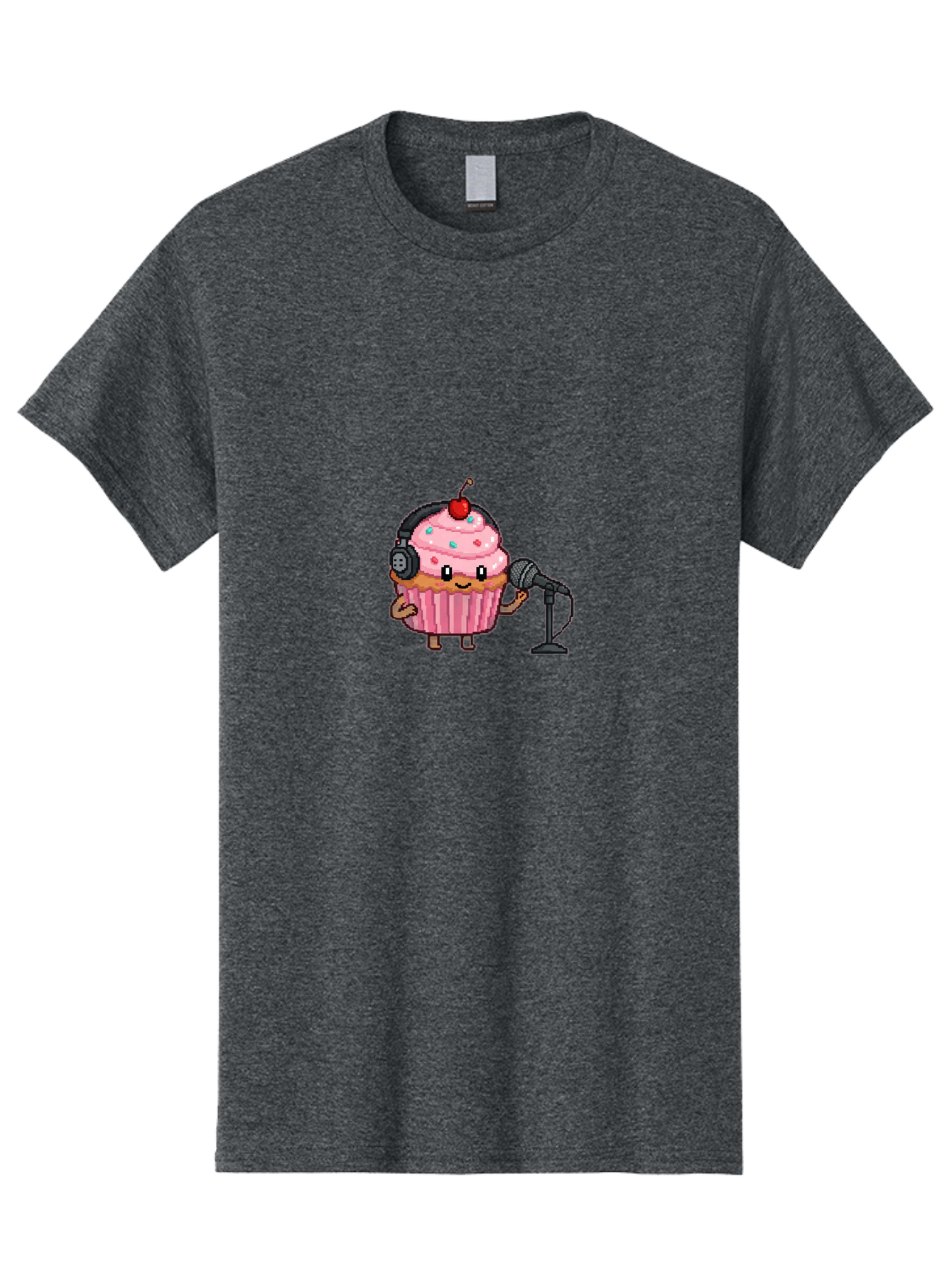 Cupcake-With-Headphones-1 Men'S Graphic Tee, 100% Cotton, Comfortable Casual Summer Wear, Machine Washable, Vintage Camera, Old Camera, Antique Camera, Black Camera, Classic Photography, Photography Equipment, Nostalgic Device, Film Camera, Bah868