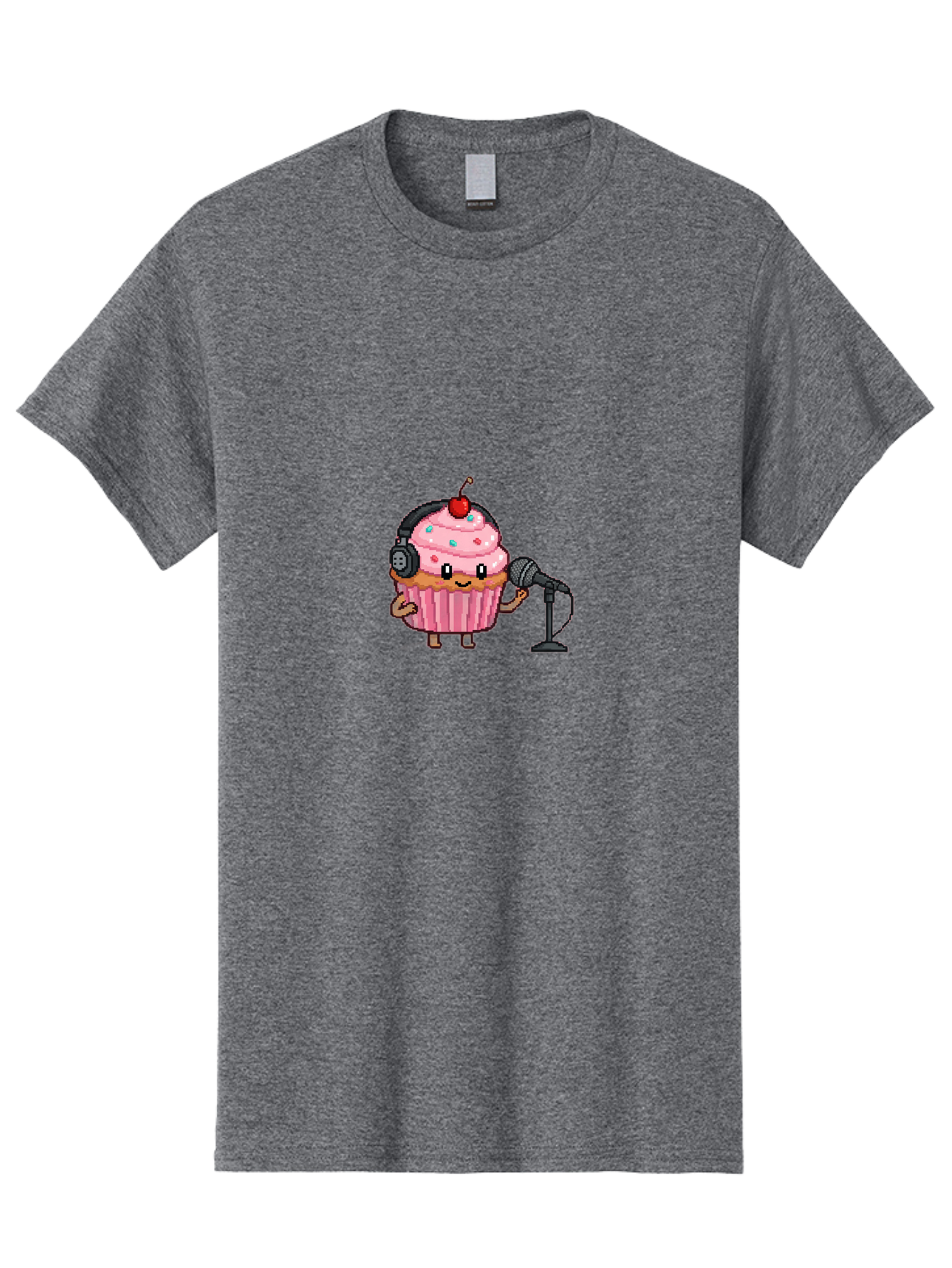Cupcake-With-Headphones-1 Men'S Graphic Tee, 100% Cotton, Comfortable Casual Summer Wear, Machine Washable, Vintage Camera, Old Camera, Antique Camera, Black Camera, Classic Photography, Photography Equipment, Nostalgic Device, Film Camera, Bah868