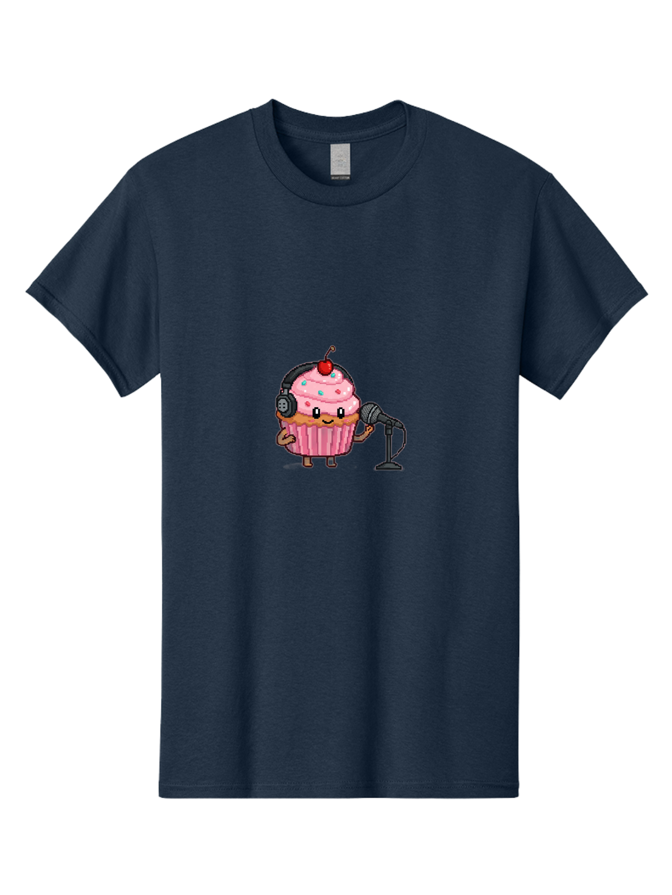 Cupcake-With-Headphones-1 Men'S Graphic Tee, 100% Cotton, Comfortable Casual Summer Wear, Machine Washable, Vintage Camera, Old Camera, Antique Camera, Black Camera, Classic Photography, Photography Equipment, Nostalgic Device, Film Camera, Bah868