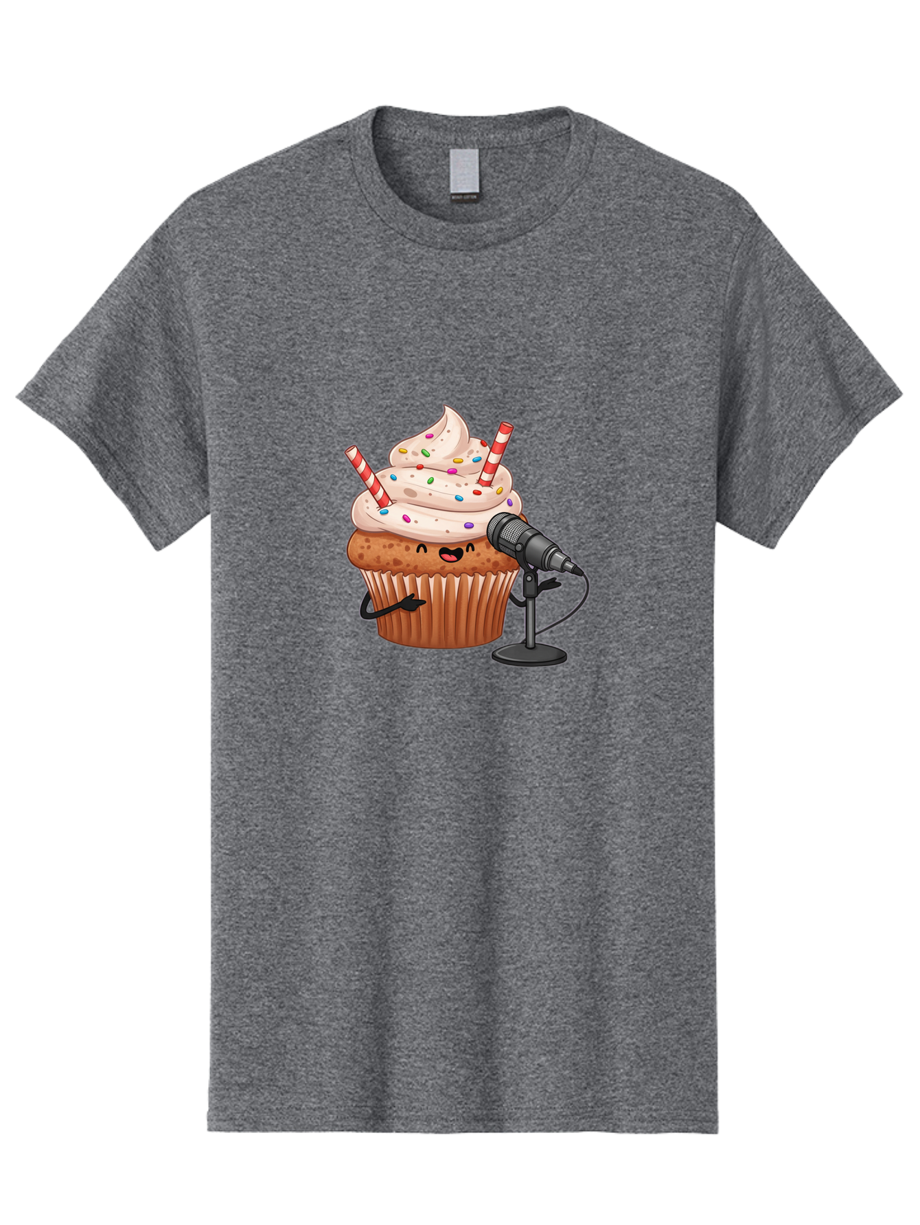 Cupcake-With-Microphone-1 Men'S Graphic Tee, 100% Cotton, Comfortable Casual Summer Wear, Machine Washable, Vintage Camera, Old Camera, Antique Camera, Black Camera, Classic Photography, Photography Equipment, Nostalgic Device, Film Camera, Bah870