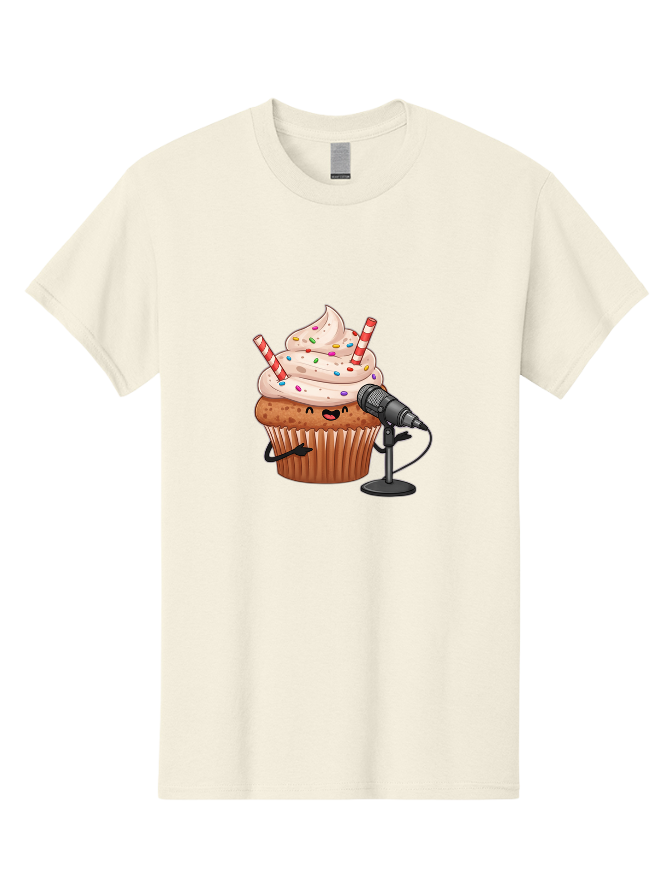 Cupcake-With-Microphone-1 Men'S Graphic Tee, 100% Cotton, Comfortable Casual Summer Wear, Machine Washable, Vintage Camera, Old Camera, Antique Camera, Black Camera, Classic Photography, Photography Equipment, Nostalgic Device, Film Camera, Bah870