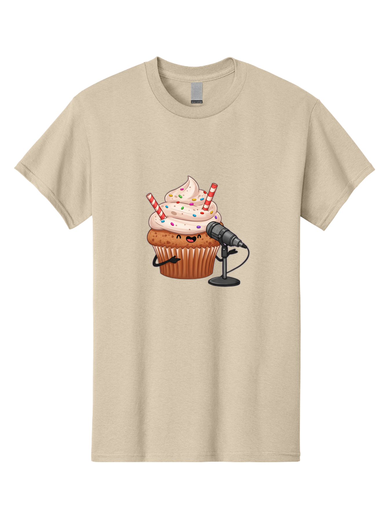 Cupcake-With-Microphone-1 Men'S Graphic Tee, 100% Cotton, Comfortable Casual Summer Wear, Machine Washable, Vintage Camera, Old Camera, Antique Camera, Black Camera, Classic Photography, Photography Equipment, Nostalgic Device, Film Camera, Bah870