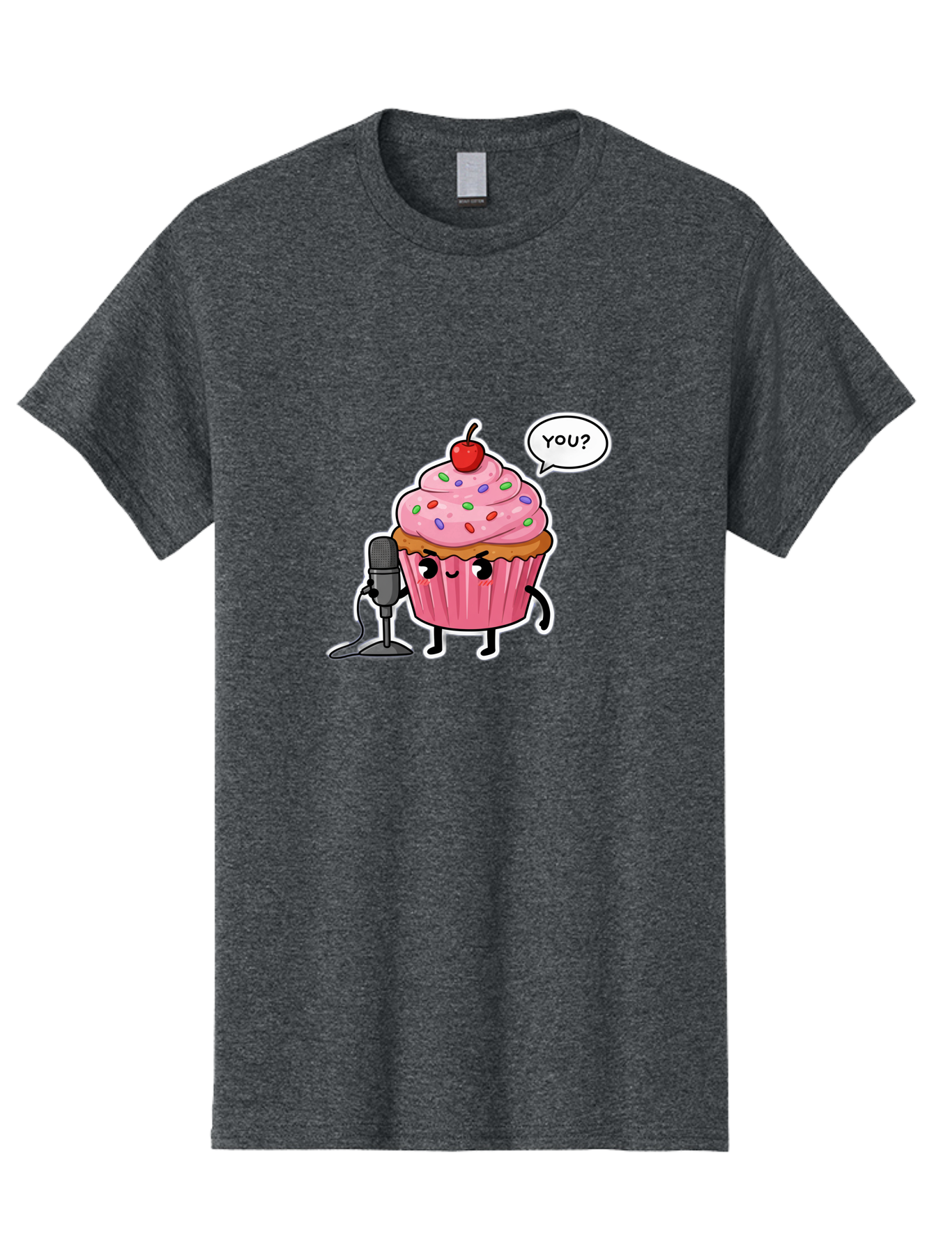 Cupcake-With-Microphone Men'S Graphic Tee, 100% Cotton, Comfortable Casual Summer Wear, Machine Washable, Vintage Camera, Old Camera, Antique Camera, Black Camera, Classic Photography, Photography Equipment, Nostalgic Device, Film Camera, Bah871