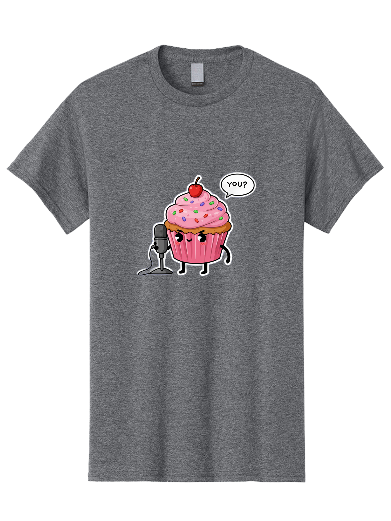Cupcake-With-Microphone Men'S Graphic Tee, 100% Cotton, Comfortable Casual Summer Wear, Machine Washable, Vintage Camera, Old Camera, Antique Camera, Black Camera, Classic Photography, Photography Equipment, Nostalgic Device, Film Camera, Bah871