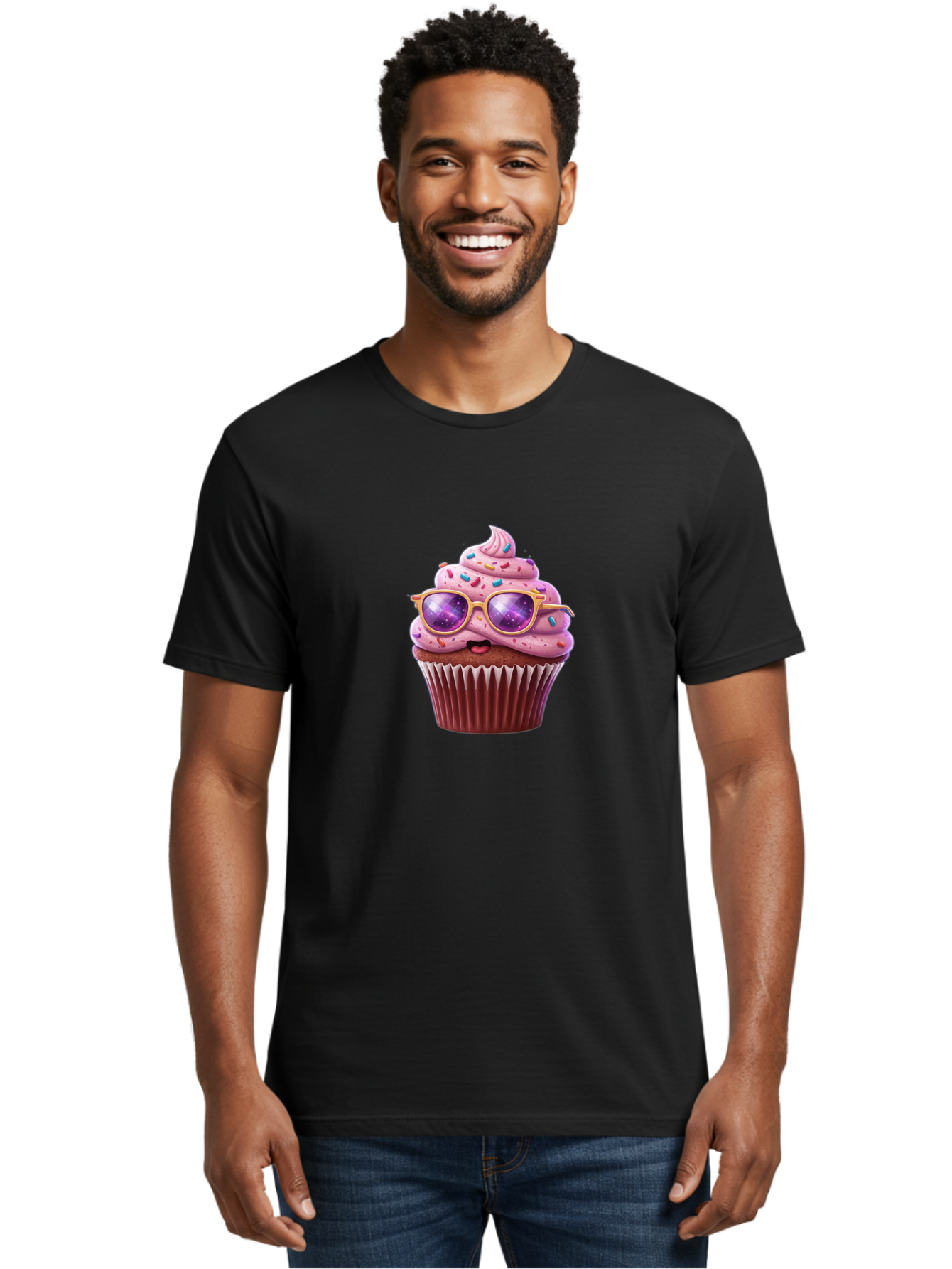 Cupcake-With-Sunglasses-1 Men'S Graphic Tee, 100% Cotton, Comfortable Casual Summer Wear, Machine Washable, Vintage Camera, Old Camera, Antique Camera, Black Camera, Classic Photography, Photography Equipment, Nostalgic Device, Film Camera, Bah872