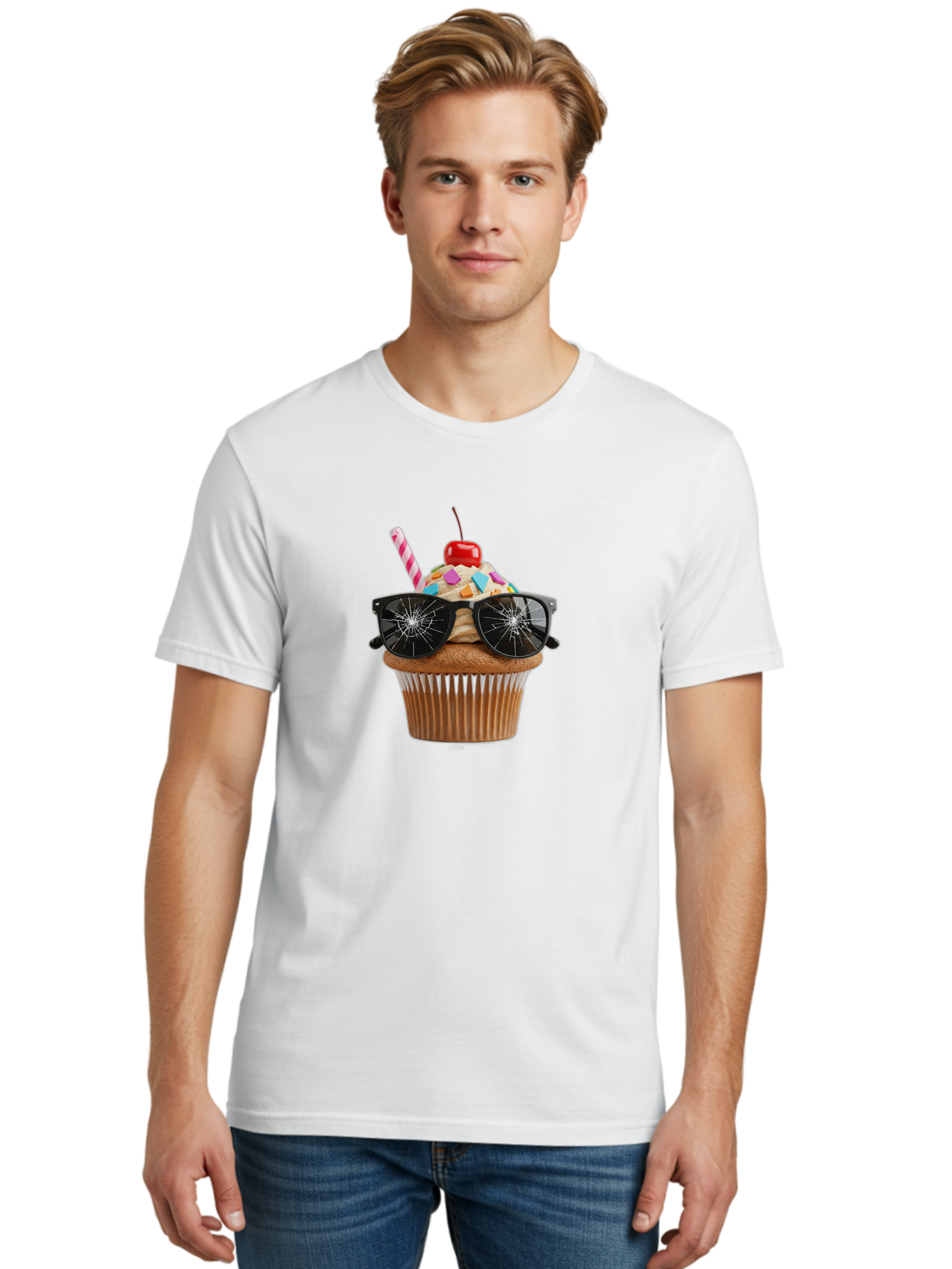 Cupcake-With-Sunglasses-4 Men'S Graphic Tee, 100% Cotton, Comfortable Casual Summer Wear, Machine Washable, Vintage Camera, Old Camera, Antique Camera, Black Camera, Classic Photography, Photography Equipment, Nostalgic Device, Film Camera, Bah875