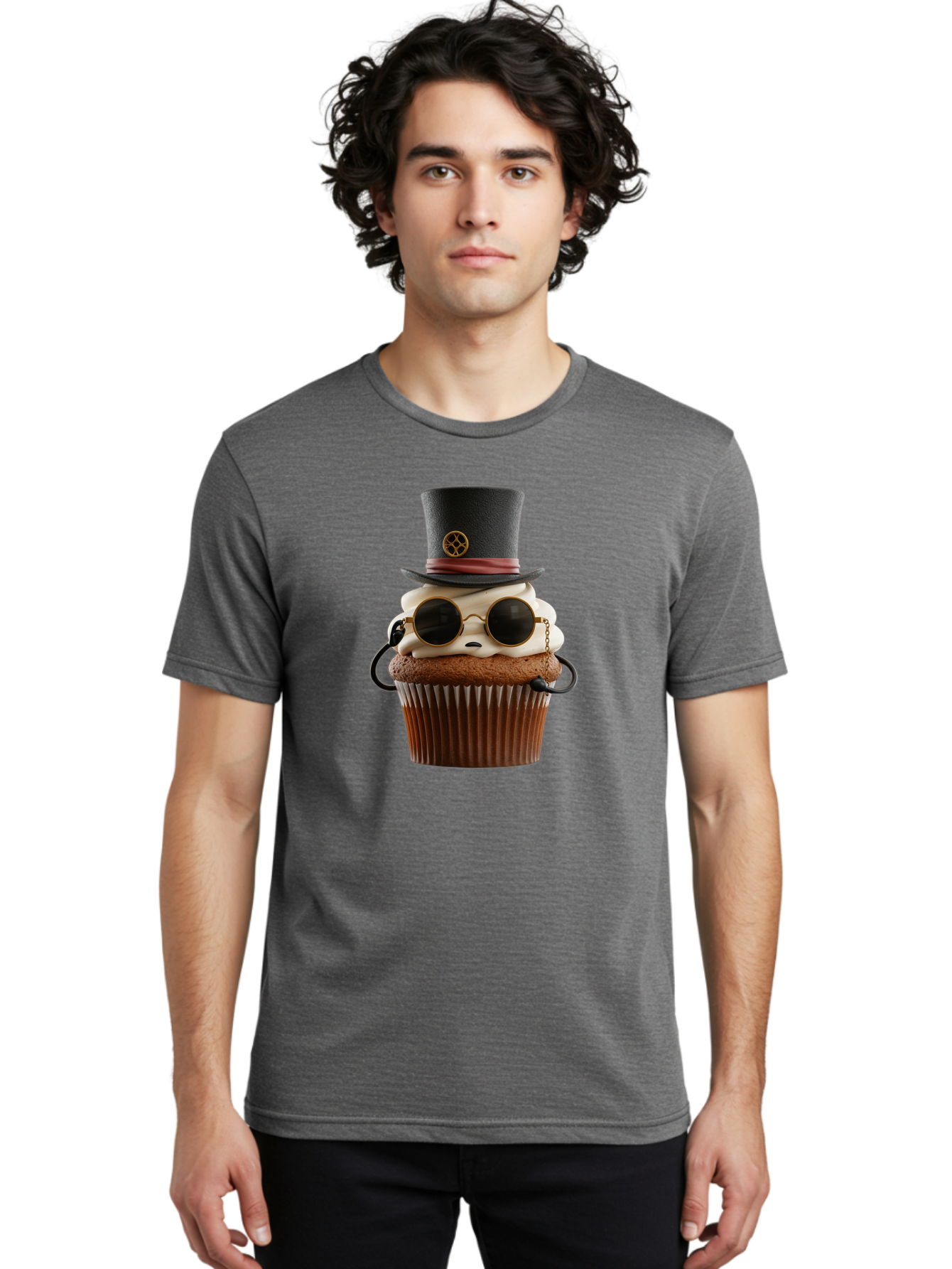 Cupcake-With-Top-Hat-And-Sunglasses Men'S Graphic Tee, 100% Cotton, Comfortable Casual Summer Wear, Machine Washable, Vintage Camera, Old Camera, Antique Camera, Black Camera, Classic Photography, Photography Equipment, Nostalgic Device, Bah879