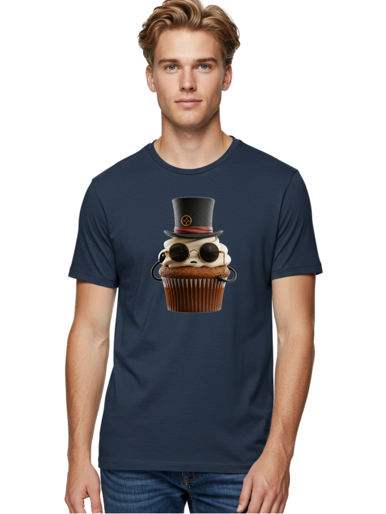 Cupcake-With-Top-Hat-And-Sunglasses Men'S Graphic Tee, 100% Cotton, Comfortable Casual Summer Wear, Machine Washable, Vintage Camera, Old Camera, Antique Camera, Black Camera, Classic Photography, Photography Equipment, Nostalgic Device, Bah879