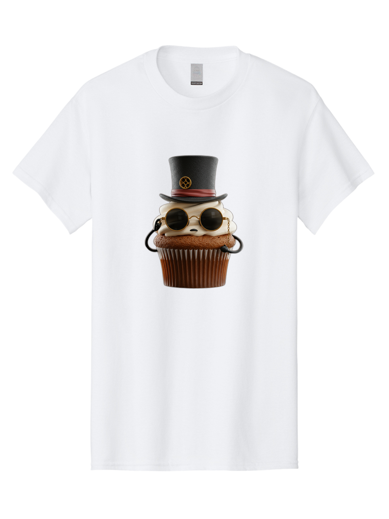 Cupcake-With-Top-Hat-And-Sunglasses Men'S Graphic Tee, 100% Cotton, Comfortable Casual Summer Wear, Machine Washable, Vintage Camera, Old Camera, Antique Camera, Black Camera, Classic Photography, Photography Equipment, Nostalgic Device, Bah879