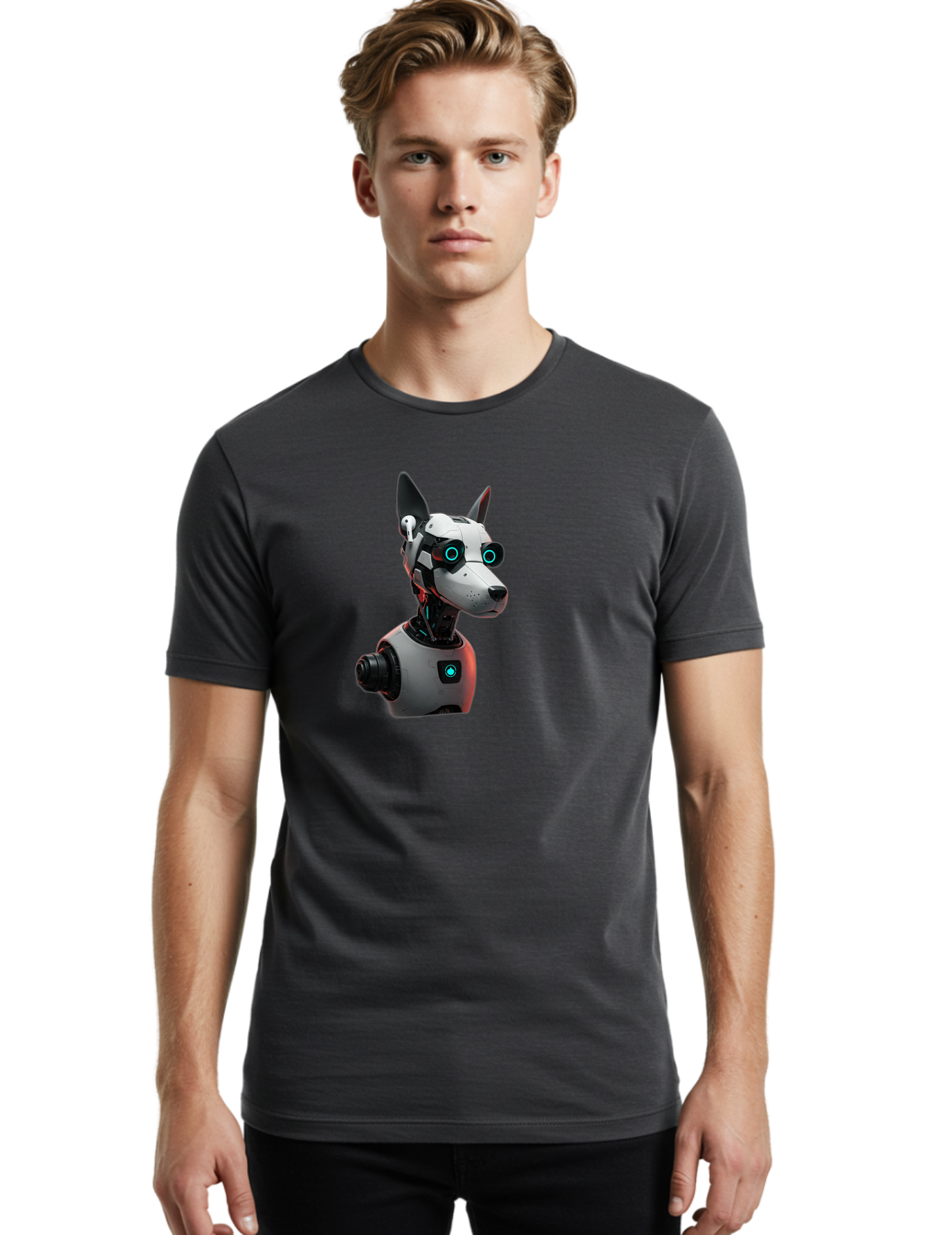 Cybernetic-Dog-Head Men'S Graphic Tee, 100% Cotton, Comfortable Casual Summer Wear, Machine Washable, Vintage Camera, Old Camera, Antique Camera, Black Camera, Classic Photography, Photography Equipment, Nostalgic Device, Film Camera, Bah887