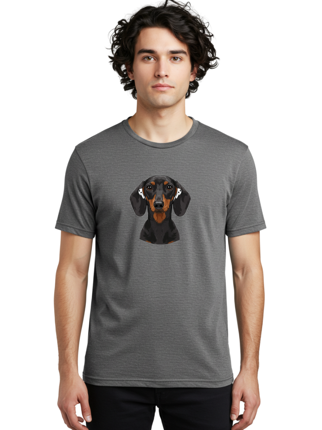 Dachshund-With-Airpods Men'S Graphic Tee, 100% Cotton, Comfortable Casual Summer Wear, Machine Washable, Vintage Camera, Old Camera, Antique Camera, Black Camera, Classic Photography, Photography Equipment, Nostalgic Device, Film Camera, Bah892