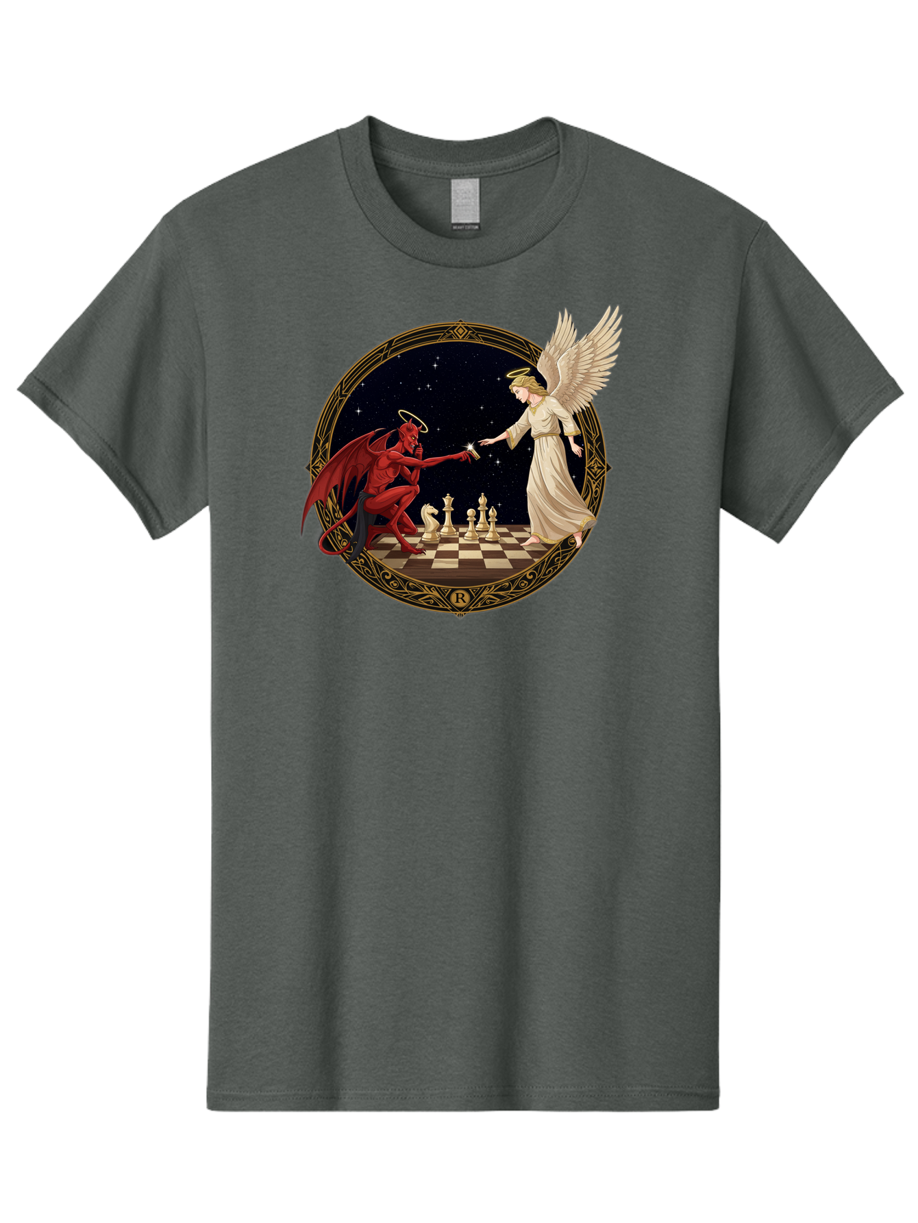 Demon-And-Angel-Playing-Chess Men'S Graphic Tee, 100% Cotton, Comfortable Casual Summer Wear, Machine Washable, Vintage Camera, Old Camera, Antique Camera, Black Camera, Classic Photography, Photography Equipment, Nostalgic Device, Bah897