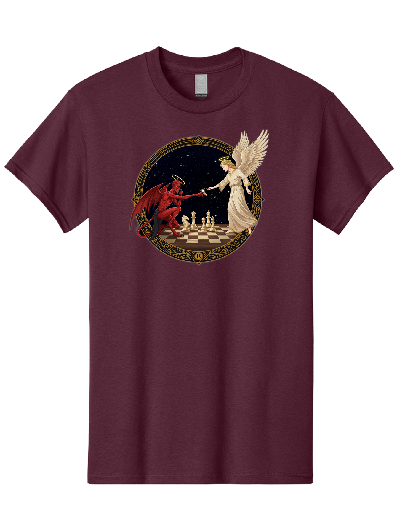 Demon-And-Angel-Playing-Chess Men'S Graphic Tee, 100% Cotton, Comfortable Casual Summer Wear, Machine Washable, Vintage Camera, Old Camera, Antique Camera, Black Camera, Classic Photography, Photography Equipment, Nostalgic Device, Bah897