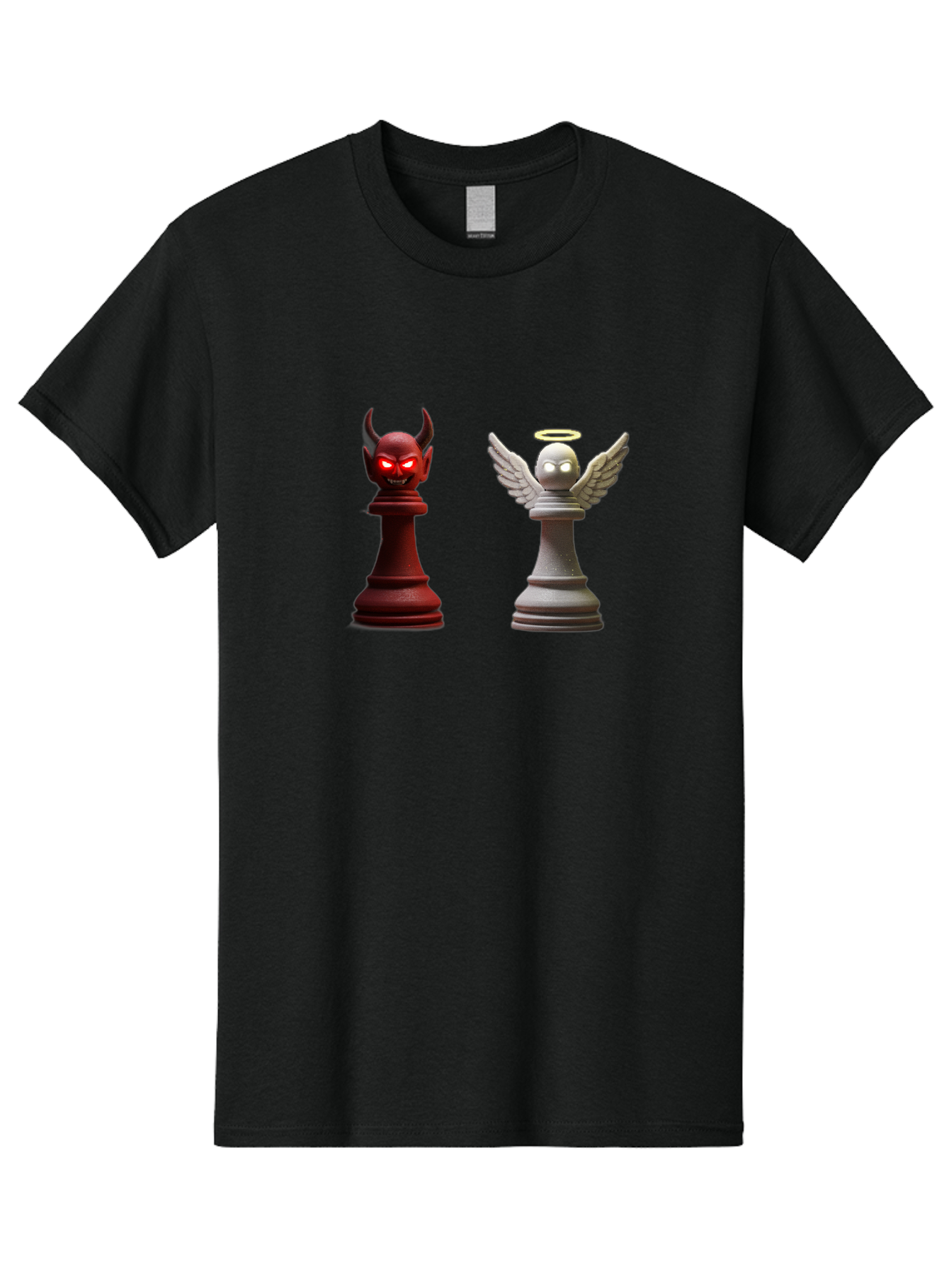 Devil-And-Angel-Chess-Pieces Men'S Graphic Tee, 100% Cotton, Comfortable Casual Summer Wear, Machine Washable, Vintage Camera, Old Camera, Antique Camera, Black Camera, Classic Photography, Photography Equipment, Nostalgic Device, Film Camera, Bah898