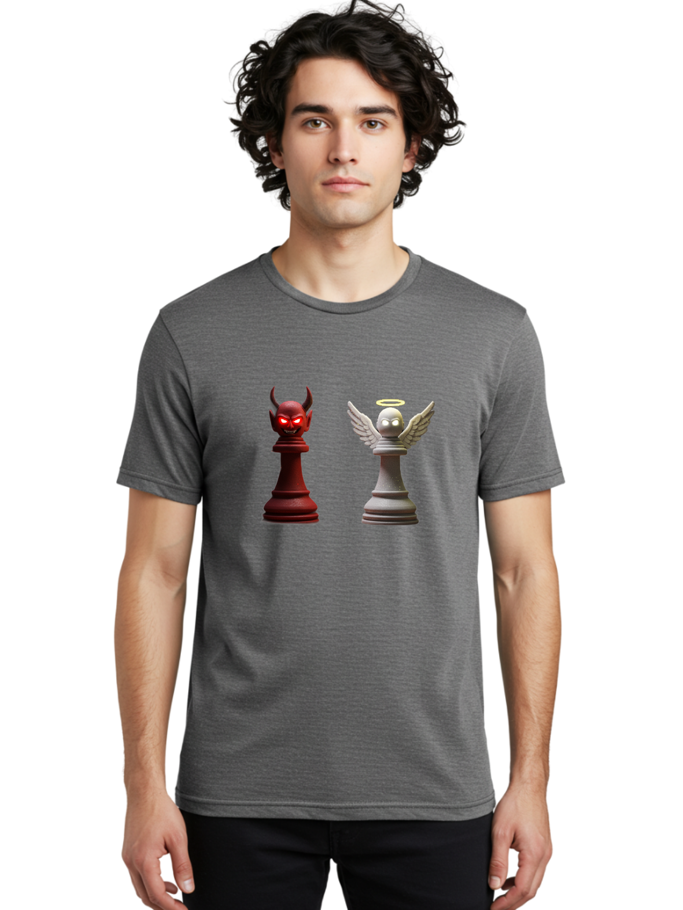 Devil-And-Angel-Chess-Pieces Men'S Graphic Tee, 100% Cotton, Comfortable Casual Summer Wear, Machine Washable, Vintage Camera, Old Camera, Antique Camera, Black Camera, Classic Photography, Photography Equipment, Nostalgic Device, Film Camera, Bah898
