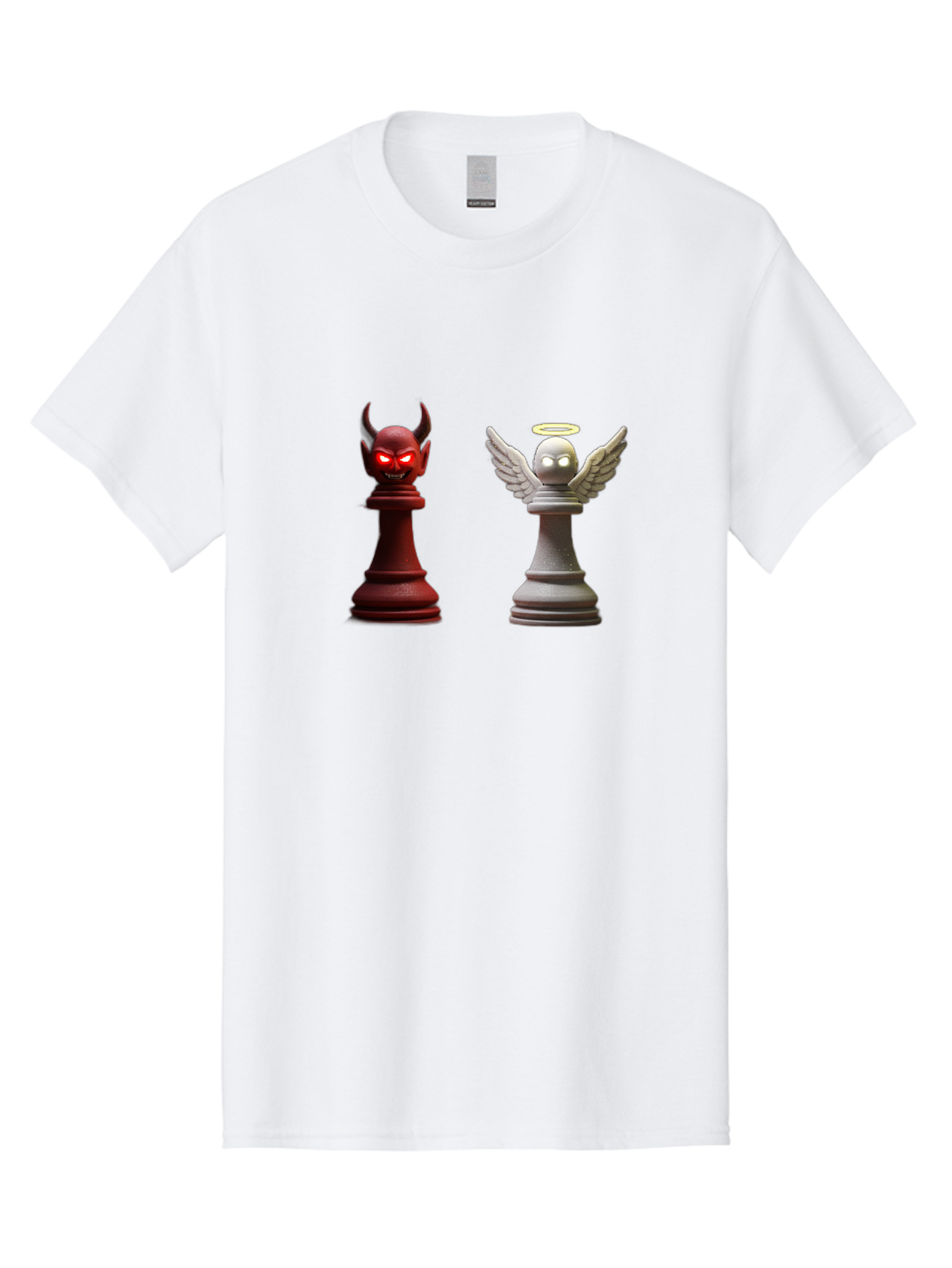Devil-And-Angel-Chess-Pieces Men'S Graphic Tee, 100% Cotton, Comfortable Casual Summer Wear, Machine Washable, Vintage Camera, Old Camera, Antique Camera, Black Camera, Classic Photography, Photography Equipment, Nostalgic Device, Film Camera, Bah898