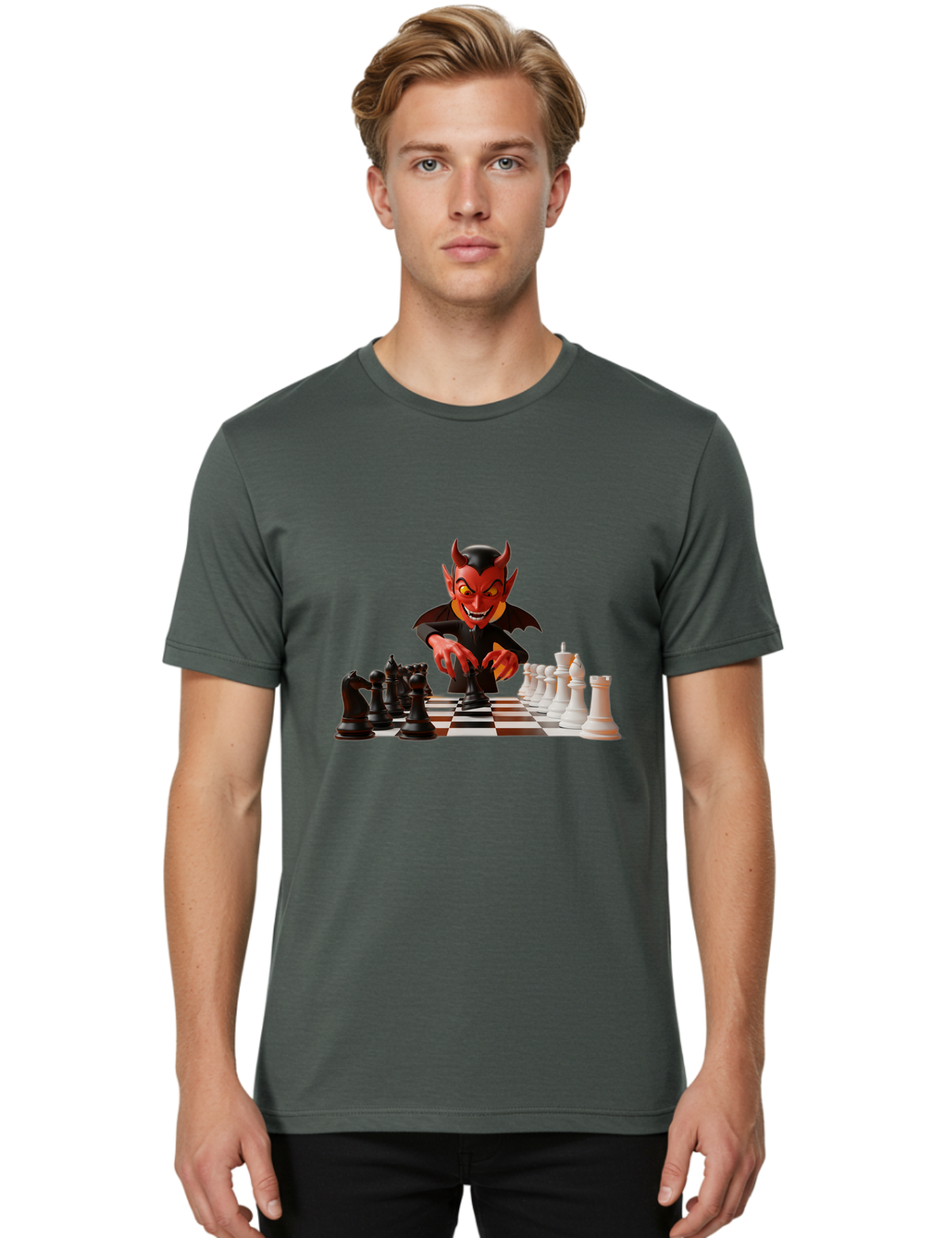 Devil-Playing-Chess Men'S Graphic Tee, 100% Cotton, Comfortable Casual Summer Wear, Machine Washable, Vintage Camera, Old Camera, Antique Camera, Black Camera, Classic Photography, Photography Equipment, Nostalgic Device, Film Camera, Bah902