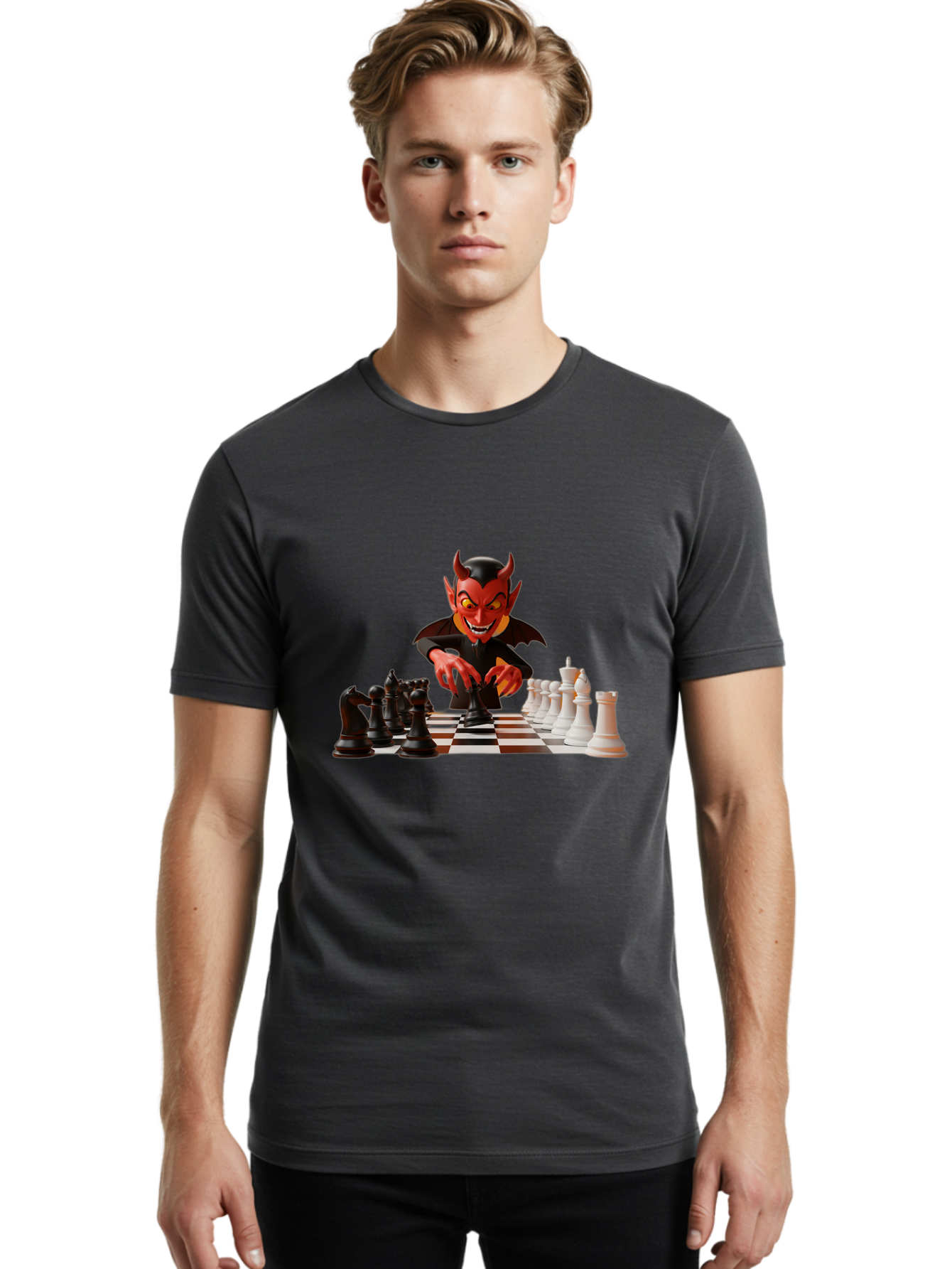 Devil-Playing-Chess Men'S Graphic Tee, 100% Cotton, Comfortable Casual Summer Wear, Machine Washable, Vintage Camera, Old Camera, Antique Camera, Black Camera, Classic Photography, Photography Equipment, Nostalgic Device, Film Camera, Bah902