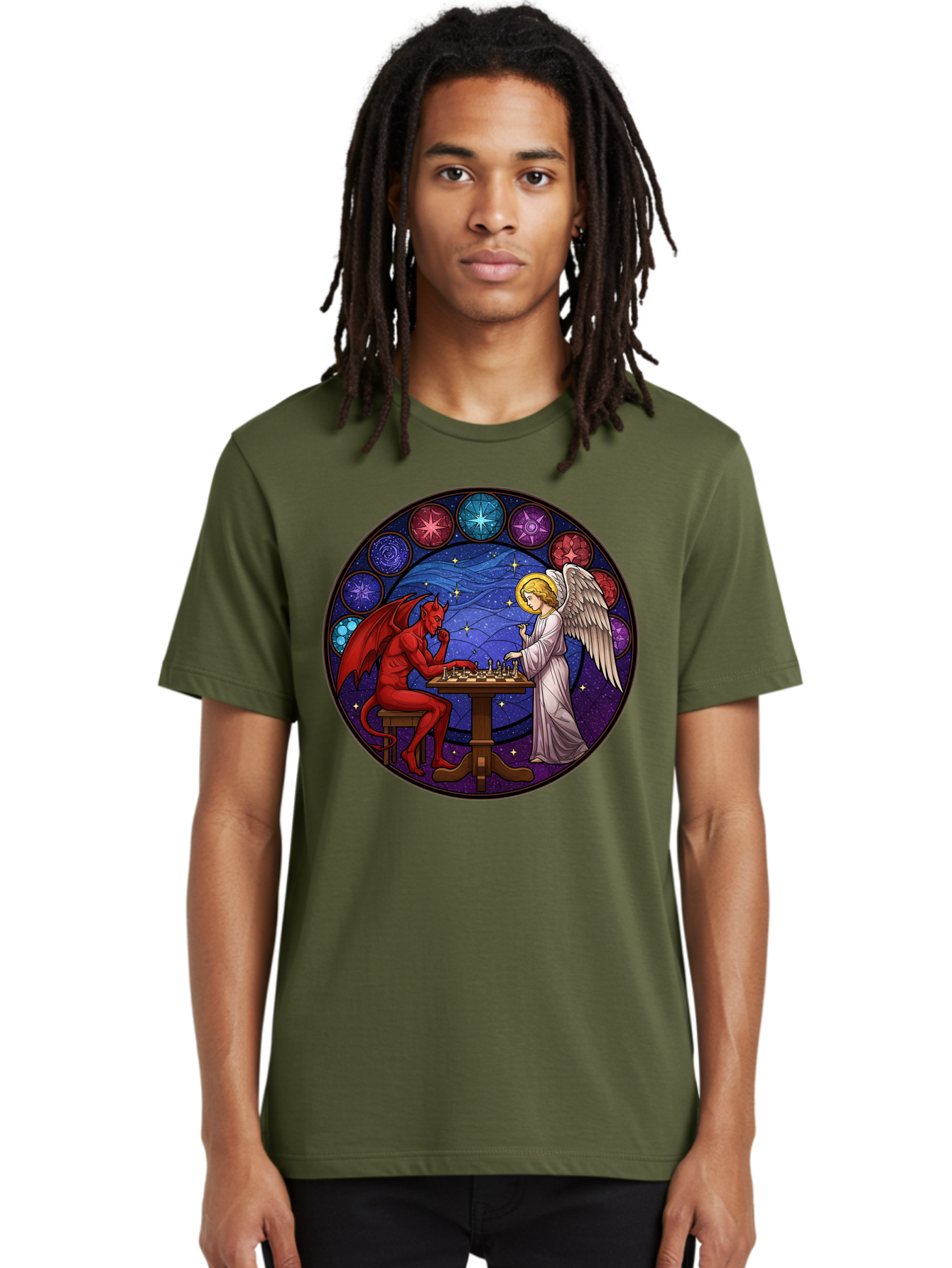 Devil-Vs-Angel-Chess Men'S Graphic Tee, 100% Cotton, Comfortable Casual Summer Wear, Machine Washable, Vintage Camera, Old Camera, Antique Camera, Black Camera, Classic Photography, Photography Equipment, Nostalgic Device, Film Camera, Bah905