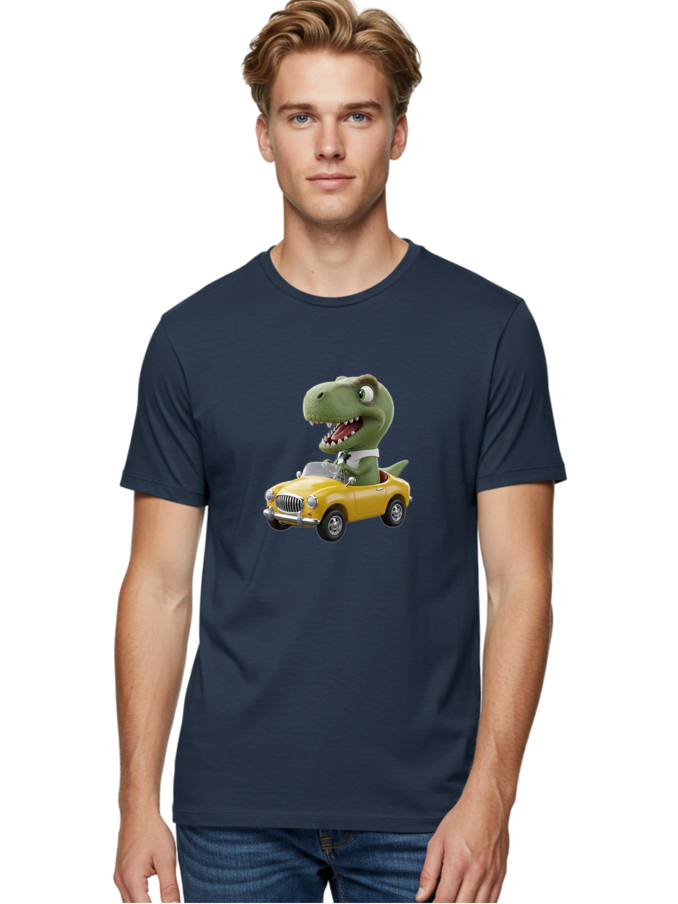 Dino-Driving-Convertible Men'S Graphic Tee, 100% Cotton, Comfortable Casual Summer Wear, Machine Washable, Vintage Camera, Old Camera, Antique Camera, Black Camera, Classic Photography, Photography Equipment, Nostalgic Device, Film Camera, Bah909
