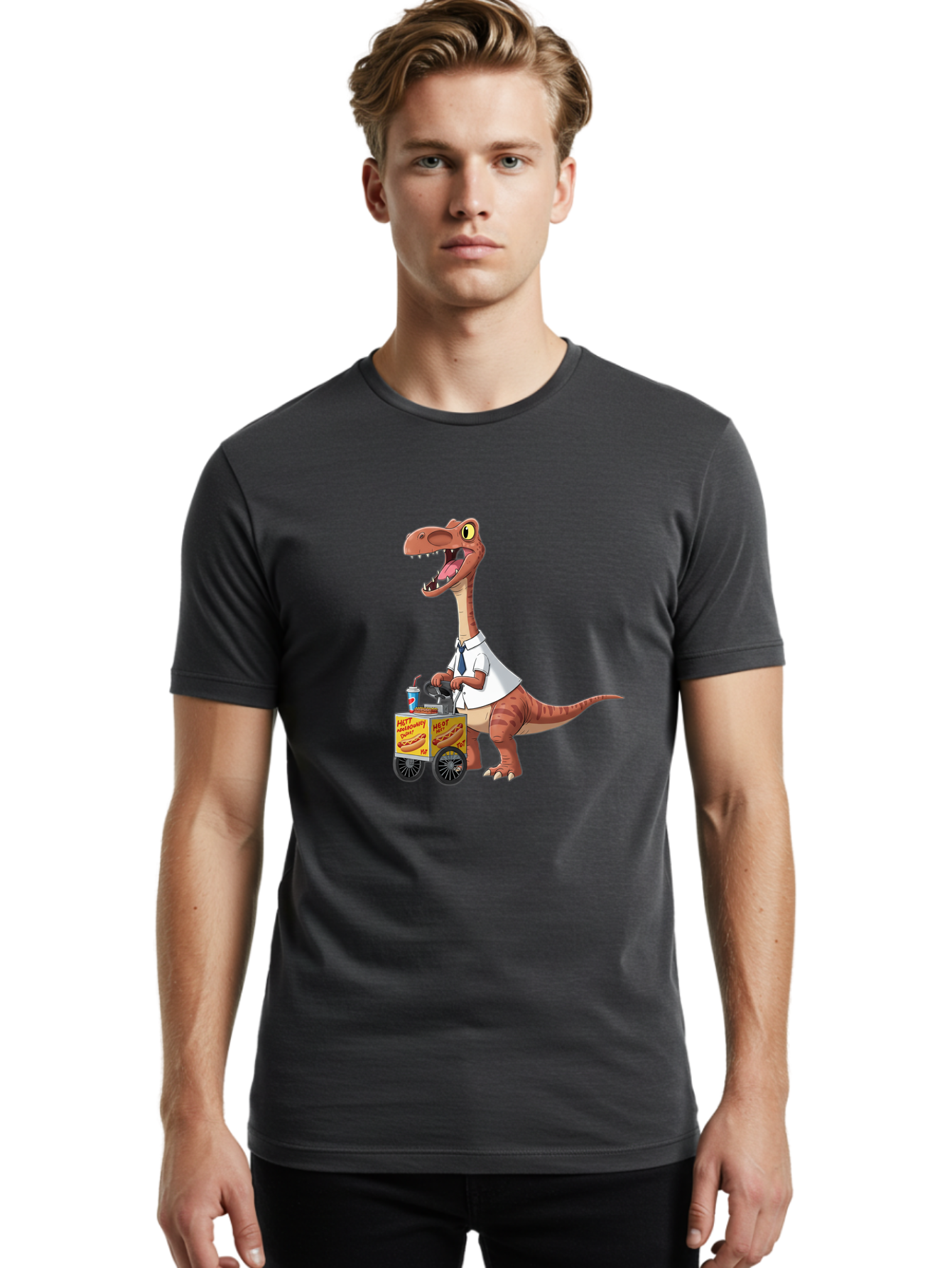 Dino-Hot-Dog-Cart Men'S Graphic Tee, 100% Cotton, Comfortable Casual Summer Wear, Machine Washable, Vintage Camera, Old Camera, Antique Camera, Black Camera, Classic Photography, Photography Equipment, Nostalgic Device, Film Camera, Camera Art Bah911