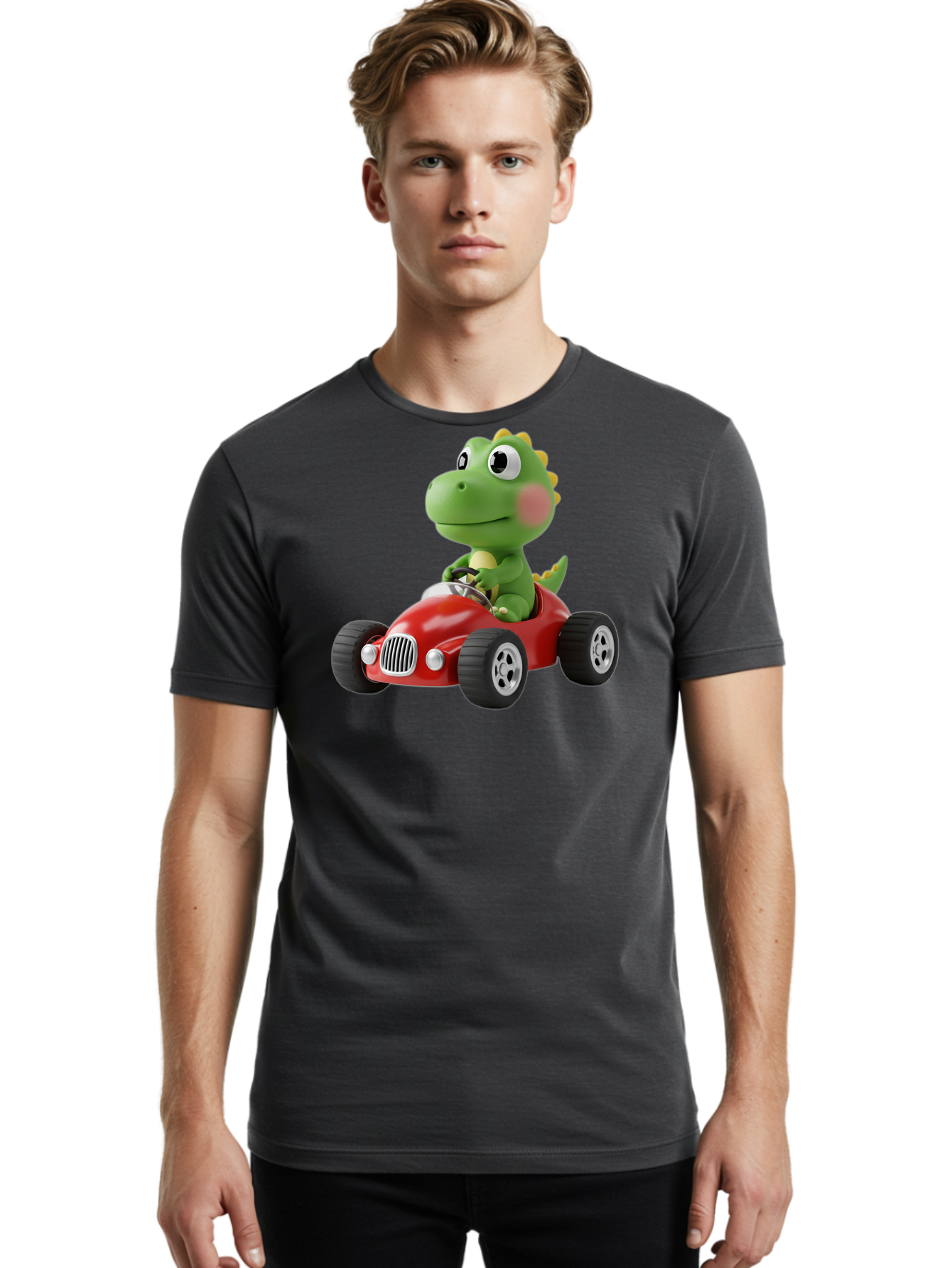Dinosaur-Racing-Car Men'S Graphic Tee, 100% Cotton, Comfortable Casual Summer Wear, Machine Washable, Vintage Camera, Old Camera, Antique Camera, Black Camera, Classic Photography, Photography Equipment, Nostalgic Device, Film Camera, Bah933