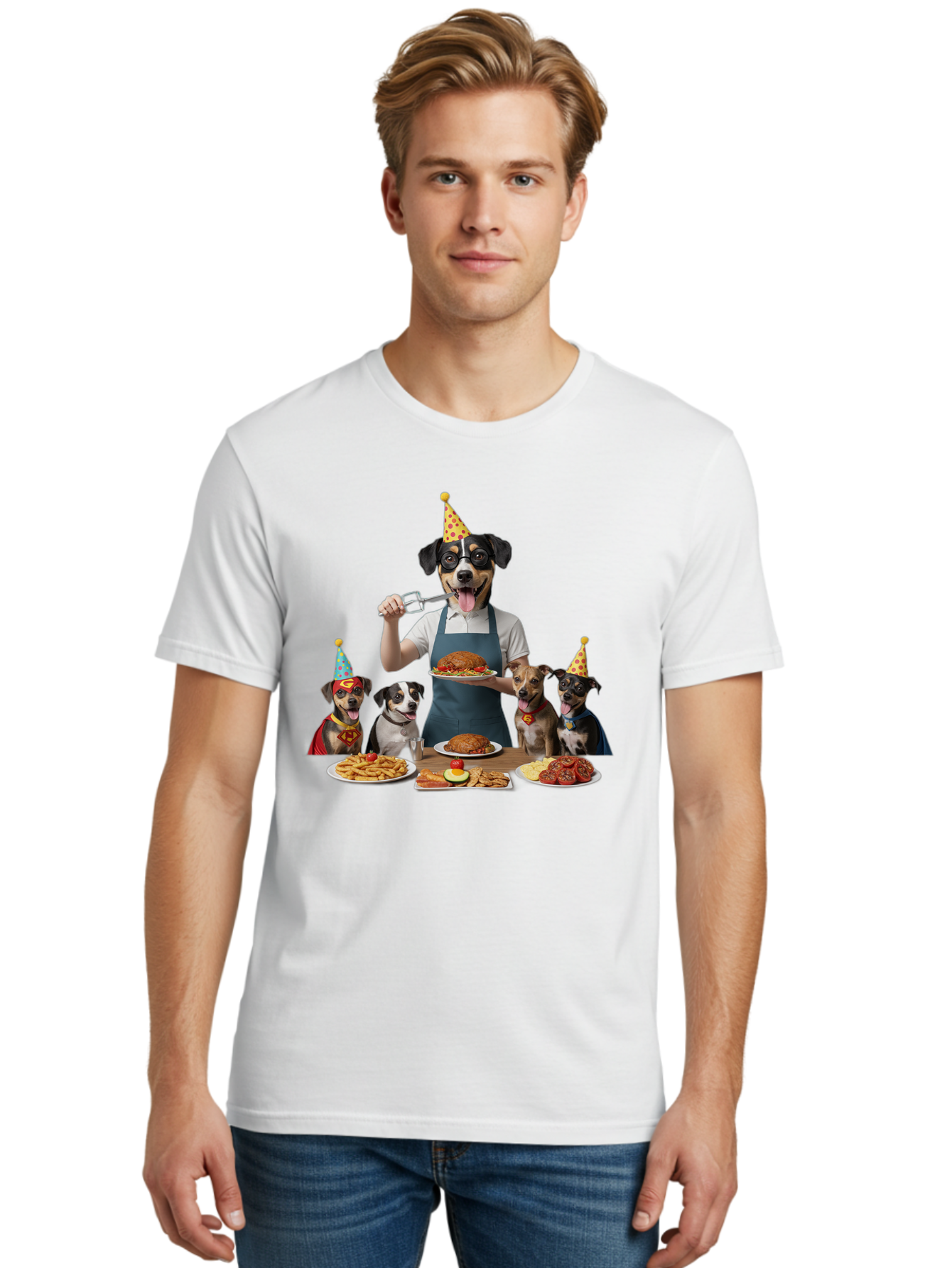 Dog-In-Apron Men'S Graphic Tee, 100% Cotton, Comfortable Casual Summer Wear, Machine Washable, Vintage Camera, Old Camera, Antique Camera, Black Camera, Classic Photography, Photography Equipment, Nostalgic Device, Film Camera, Camera Art Bah942