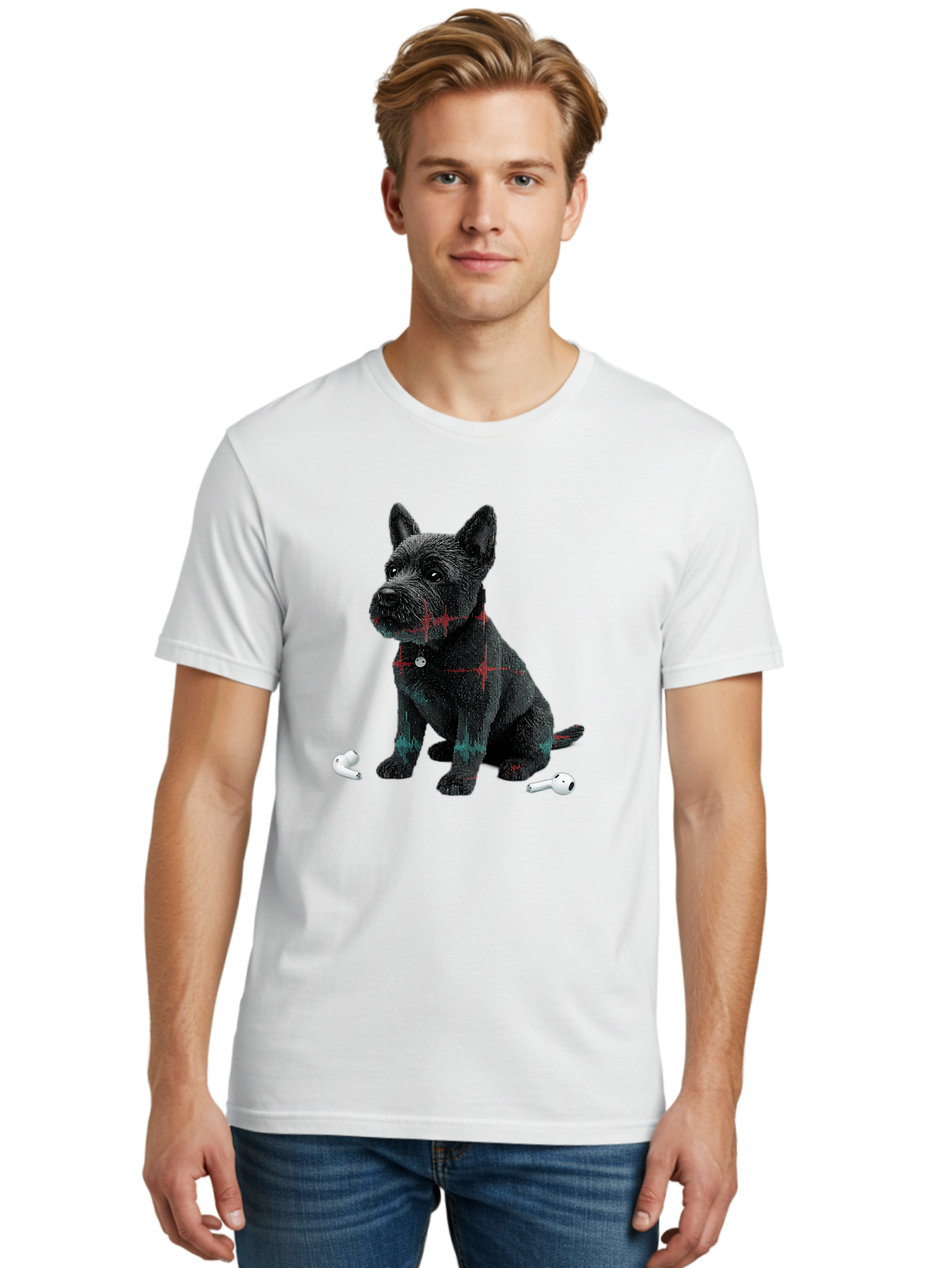 Dog-With-Earbuds Men'S Graphic Tee, 100% Cotton, Comfortable Casual Summer Wear, Machine Washable, Vintage Camera, Old Camera, Antique Camera, Black Camera, Classic Photography, Photography Equipment, Nostalgic Device, Film Camera, Camera Art Bah947