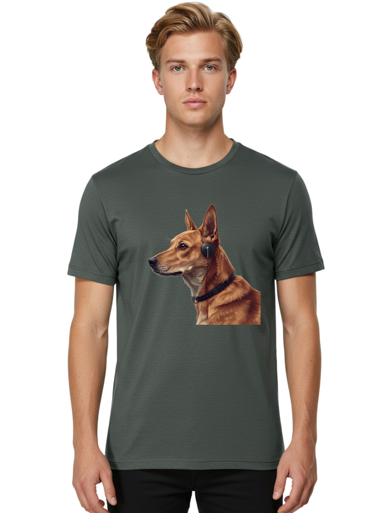 Dog-With-Headphones-2 Men'S Graphic Tee, 100% Cotton, Comfortable Casual Summer Wear, Machine Washable, Vintage Camera, Old Camera, Antique Camera, Black Camera, Classic Photography, Photography Equipment, Nostalgic Device, Film Camera, Bah949