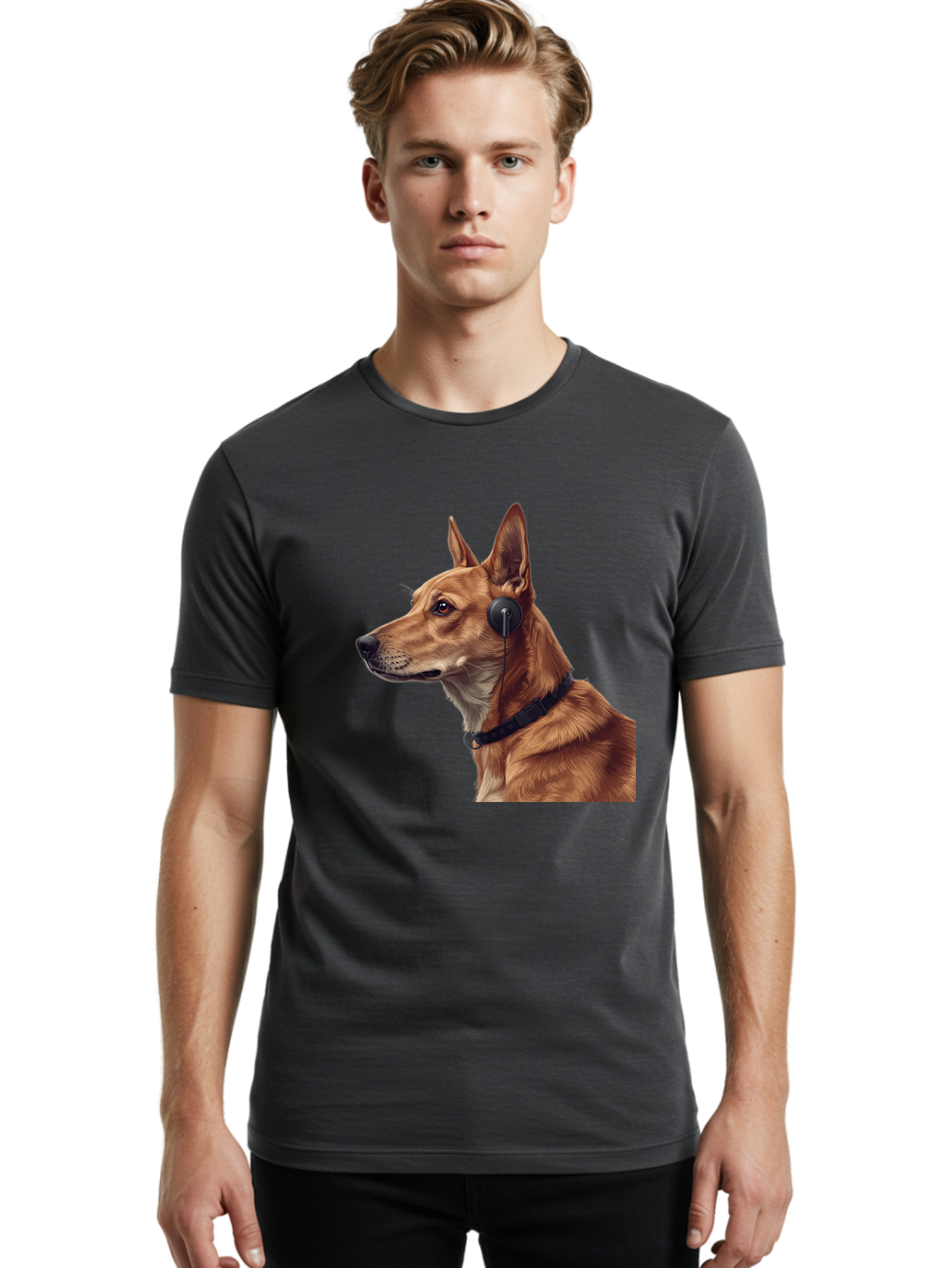 Dog-With-Headphones-2 Men'S Graphic Tee, 100% Cotton, Comfortable Casual Summer Wear, Machine Washable, Vintage Camera, Old Camera, Antique Camera, Black Camera, Classic Photography, Photography Equipment, Nostalgic Device, Film Camera, Bah949