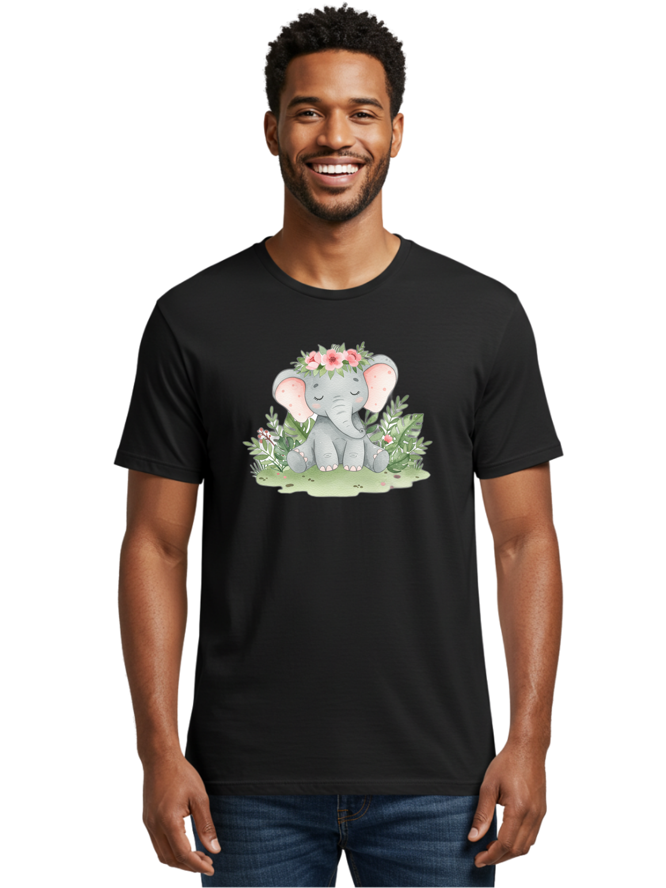 Elephant-With-Floral-Crown Men'S Graphic Tee, 100% Cotton, Comfortable Casual Summer Wear, Machine Washable, Vintage Camera, Old Camera, Antique Camera, Black Camera, Classic Photography, Photography Equipment, Nostalgic Device, Film Camera, Bah972