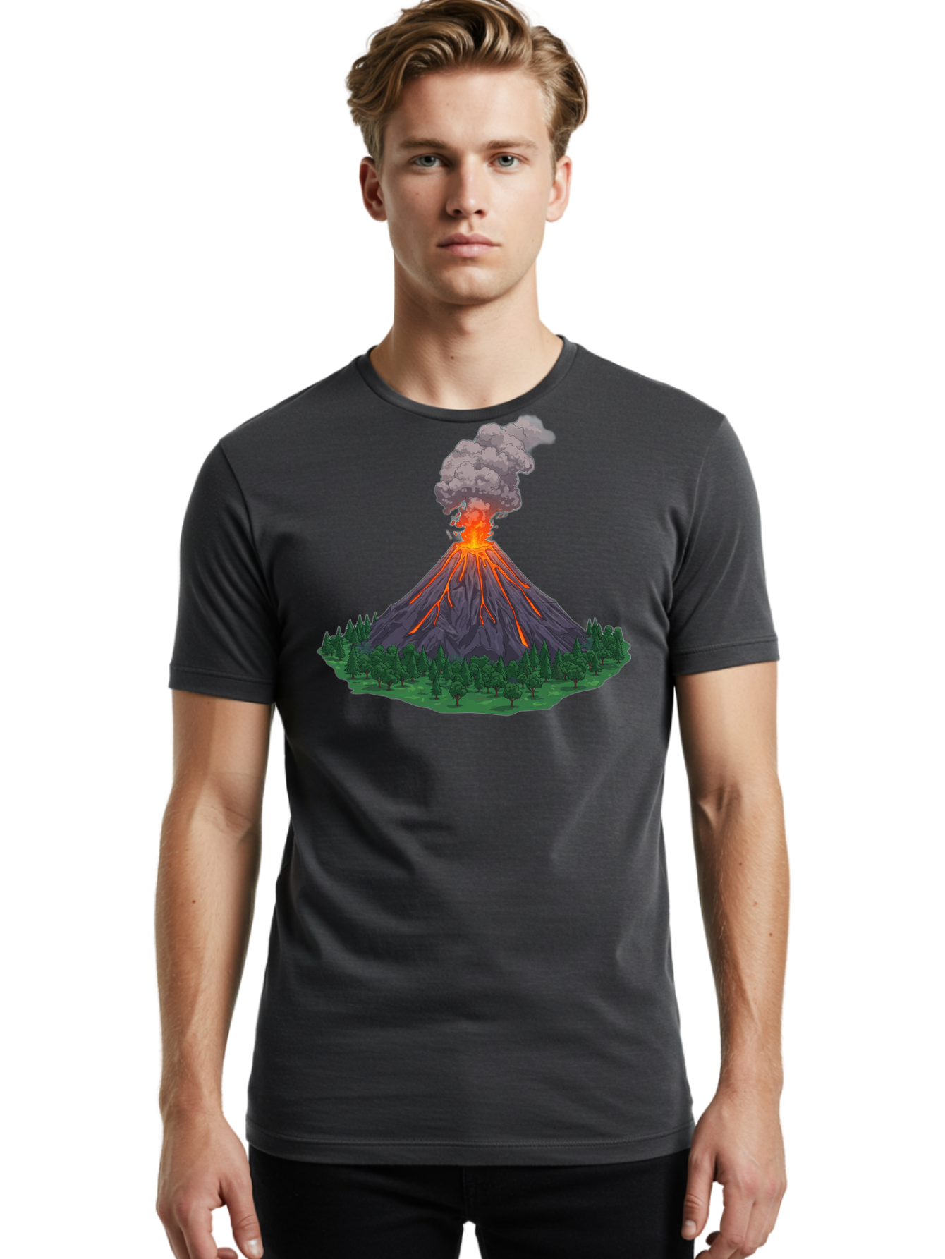 Erupting-Volcano-12 Men'S Graphic Tee, 100% Cotton, Comfortable Casual Summer Wear, Machine Washable, Vintage Camera, Old Camera, Antique Camera, Black Camera, Classic Photography, Photography Equipment, Nostalgic Device, Film Camera, Bah980