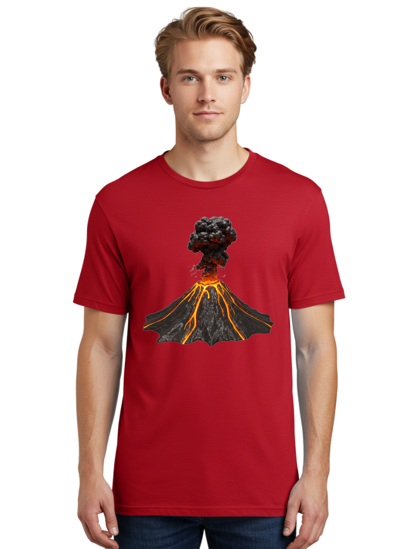 Erupting-Volcano Men'S Graphic Tee, 100% Cotton, Comfortable Casual Summer Wear, Machine Washable, Vintage Camera, Old Camera, Antique Camera, Black Camera, Classic Photography, Photography Equipment, Nostalgic Device, Film Camera, Camera Art Bah993