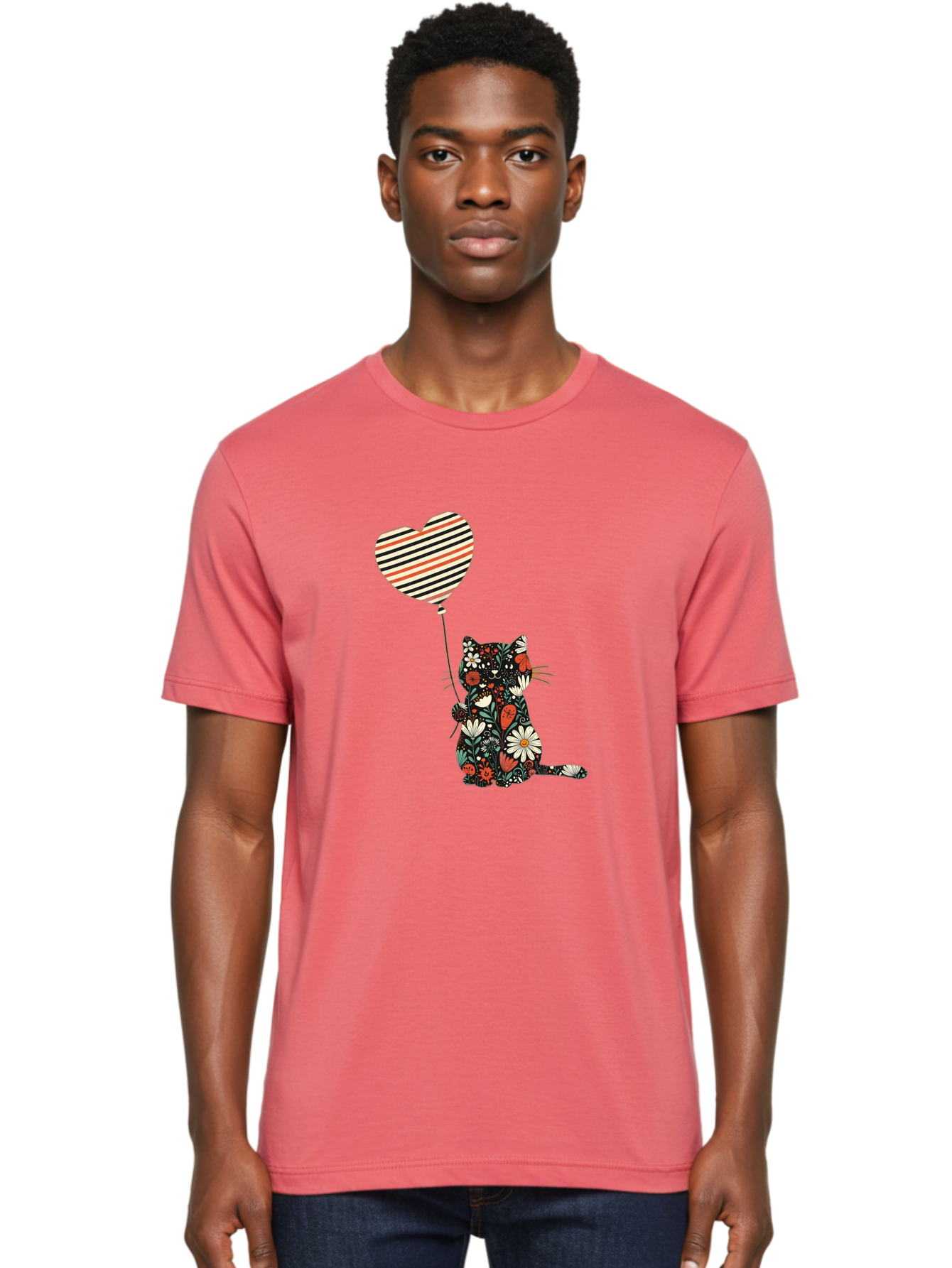 Floral-Cat-Heart-Balloon Men'S Graphic Tee, 100% Cotton, Comfortable Casual Summer Wear, Machine Washable, Vintage Camera, Old Camera, Antique Camera, Black Camera, Classic Photography, Photography Equipment, Nostalgic Device, Film Camera, Bah997