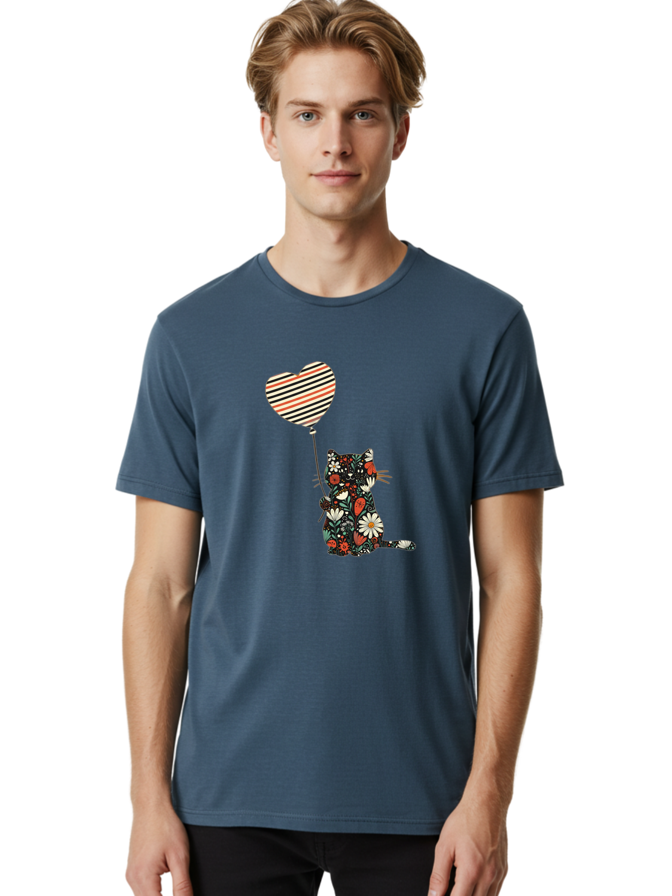 Floral-Cat-Heart-Balloon Men'S Graphic Tee, 100% Cotton, Comfortable Casual Summer Wear, Machine Washable, Vintage Camera, Old Camera, Antique Camera, Black Camera, Classic Photography, Photography Equipment, Nostalgic Device, Film Camera, Bah997