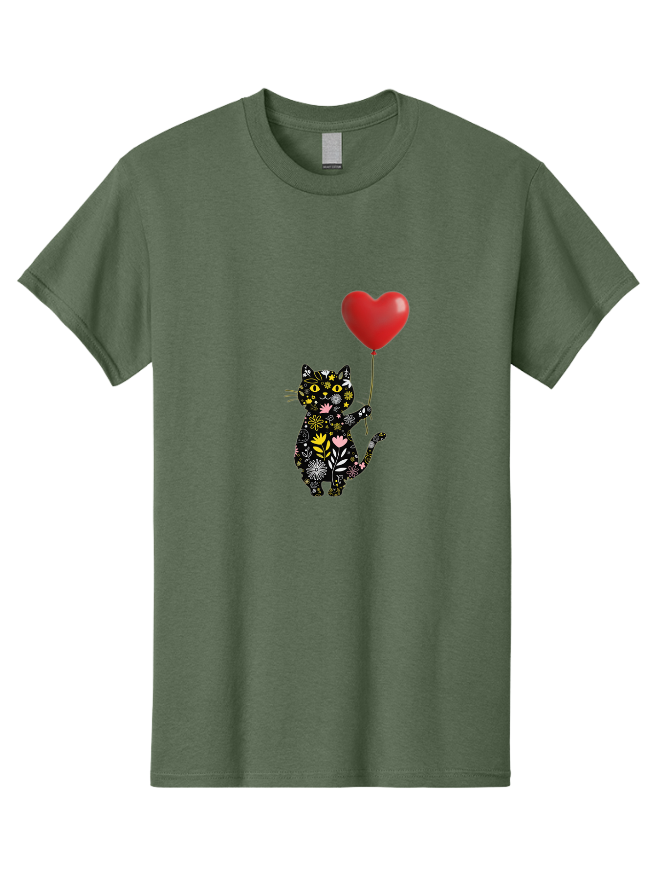 Floral-Cat-With-Heart-Balloon Men'S Graphic Tee, 100% Cotton, Comfortable Casual Summer Wear, Machine Washable, Vintage Camera, Old Camera, Antique Camera, Black Camera, Classic Photography, Photography Equipment, Nostalgic Device, Bah998