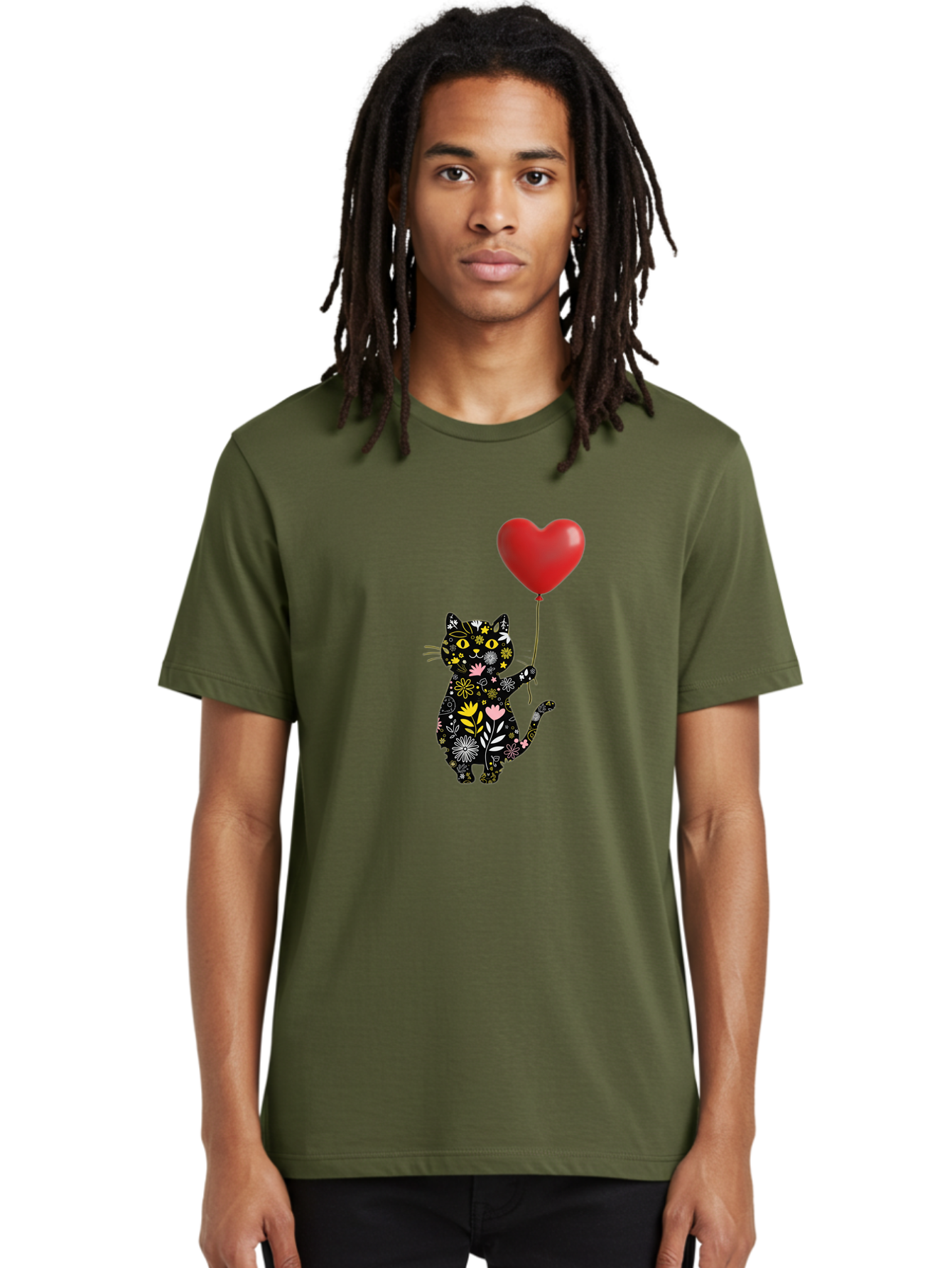 Floral-Cat-With-Heart-Balloon Men'S Graphic Tee, 100% Cotton, Comfortable Casual Summer Wear, Machine Washable, Vintage Camera, Old Camera, Antique Camera, Black Camera, Classic Photography, Photography Equipment, Nostalgic Device, Bah998