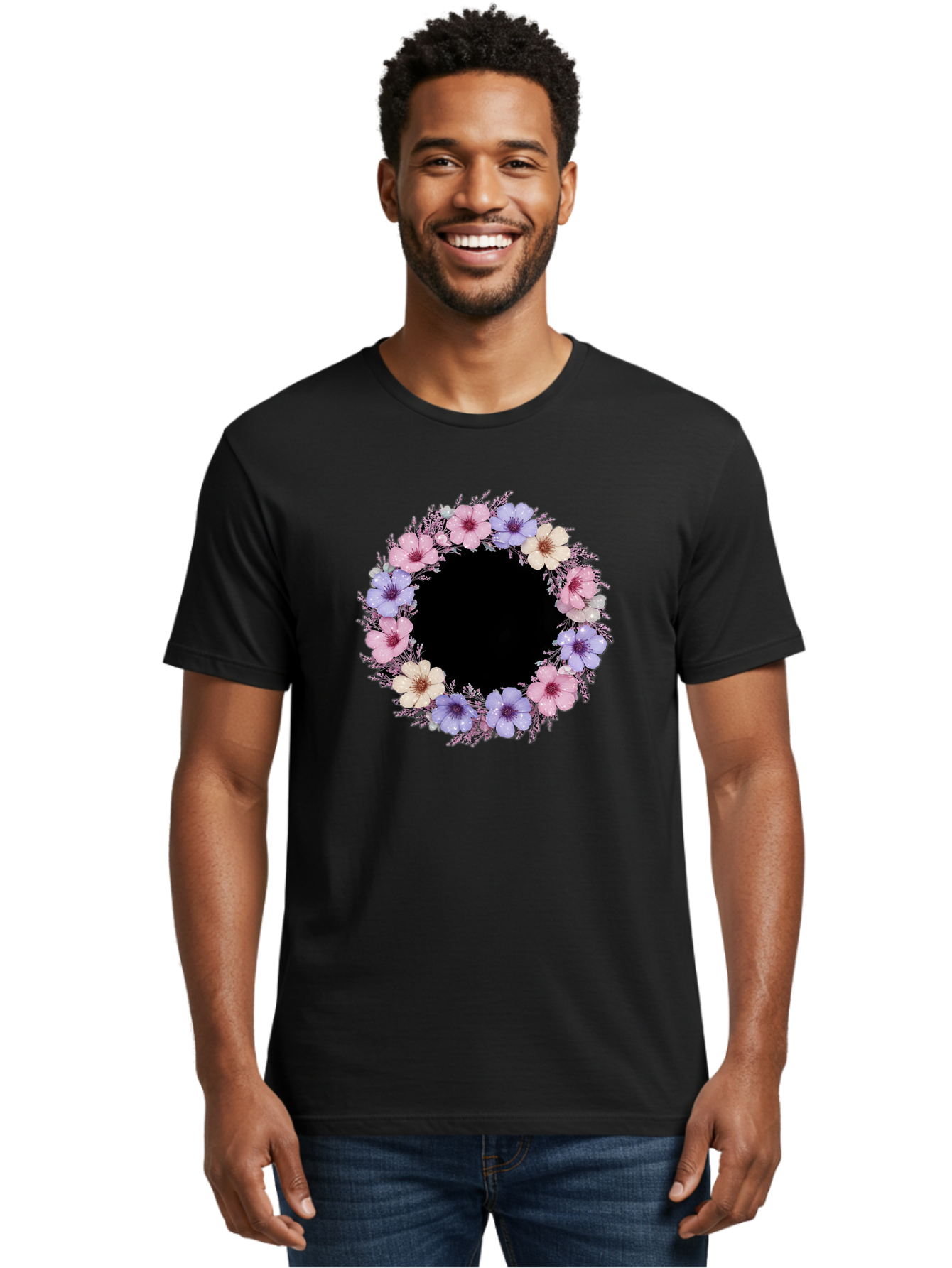 Floral-Wreath Men'S Graphic Tee, 100% Cotton, Comfortable Casual Summer Wear, Machine Washable, Vintage Camera, Old Camera, Antique Camera, Black Camera, Classic Photography, Photography Equipment, Nostalgic Device, Film Camera, Camera Art Bai005
