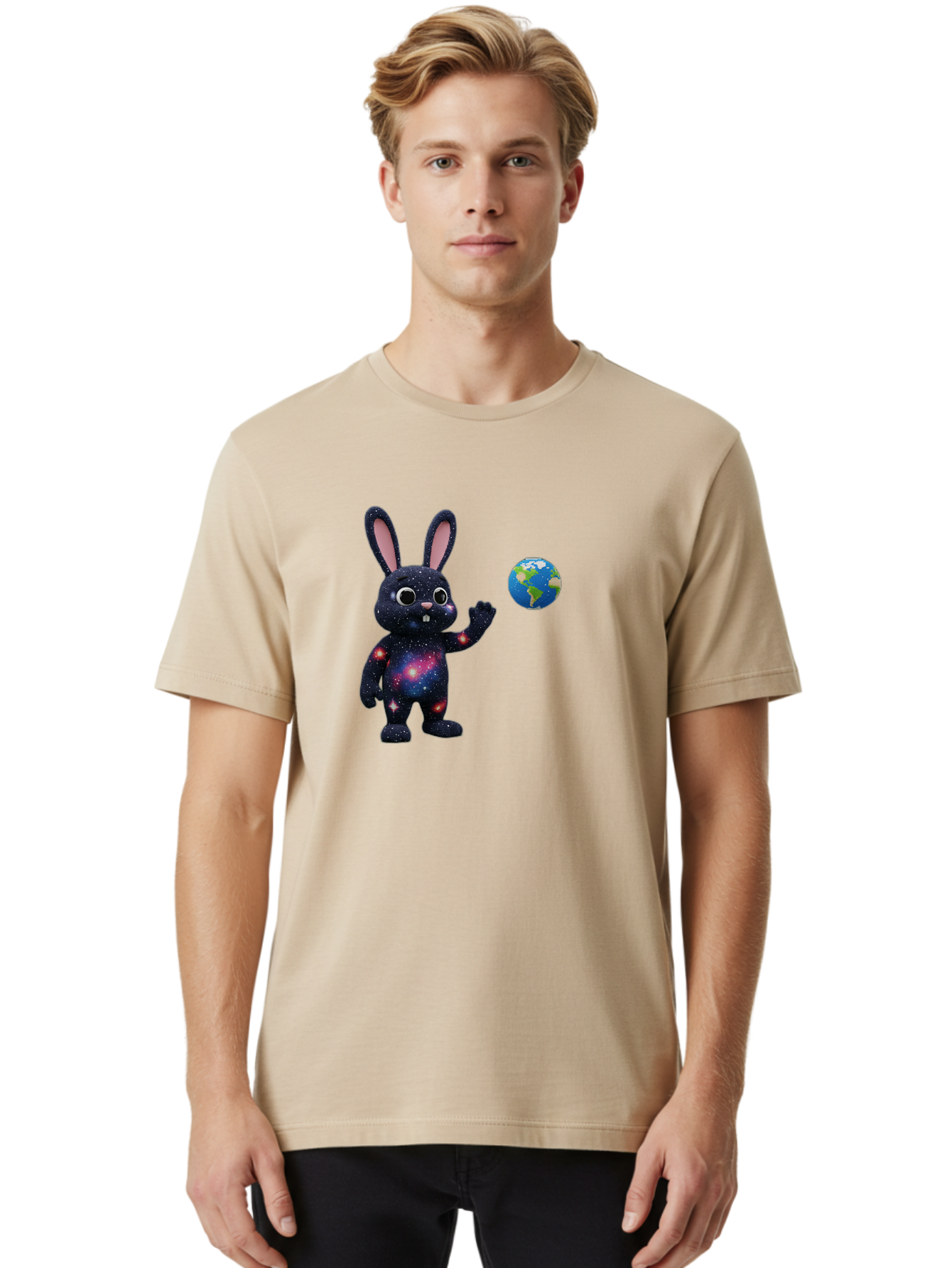 Galaxy-Bunny-2 Men'S Graphic Tee, 100% Cotton, Comfortable Casual Summer Wear, Machine Washable, Vintage Camera, Old Camera, Antique Camera, Black Camera, Classic Photography, Photography Equipment, Nostalgic Device, Film Camera, Camera Art Bai014