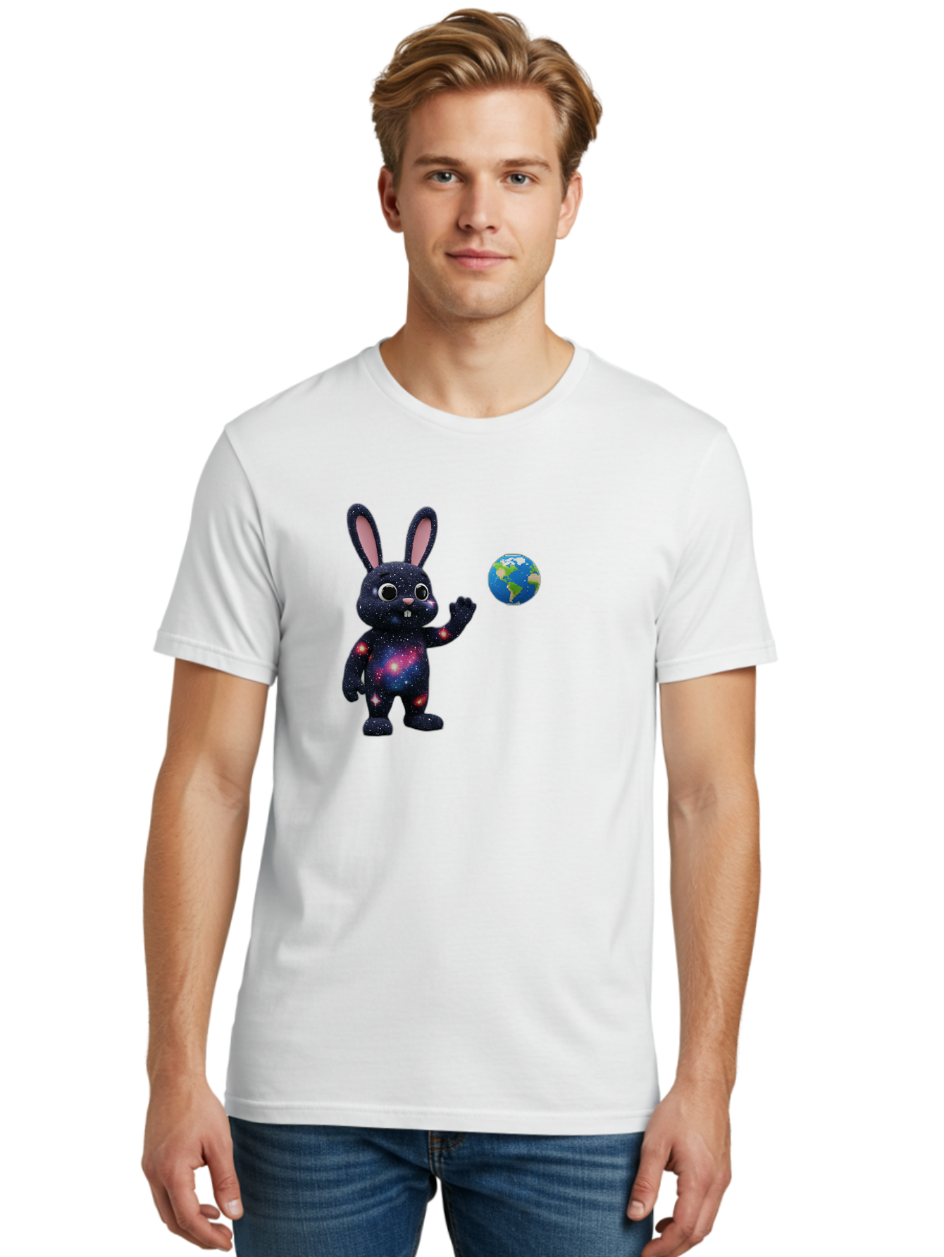 Galaxy-Bunny-2 Men'S Graphic Tee, 100% Cotton, Comfortable Casual Summer Wear, Machine Washable, Vintage Camera, Old Camera, Antique Camera, Black Camera, Classic Photography, Photography Equipment, Nostalgic Device, Film Camera, Camera Art Bai014