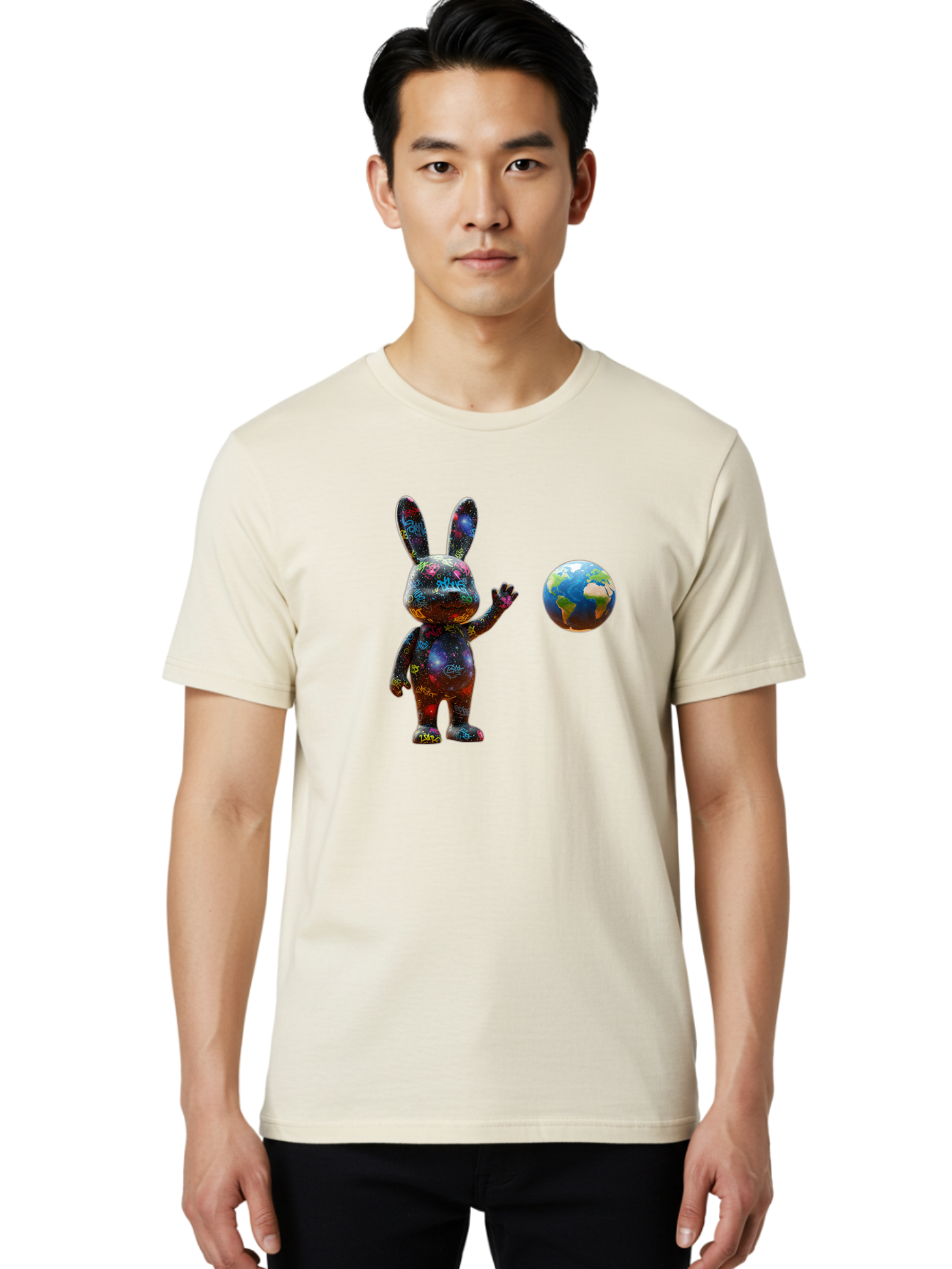 Galaxy-Bunny-3 Men'S Graphic Tee, 100% Cotton, Comfortable Casual Summer Wear, Machine Washable, Vintage Camera, Old Camera, Antique Camera, Black Camera, Classic Photography, Photography Equipment, Nostalgic Device, Film Camera, Camera Art Bai015
