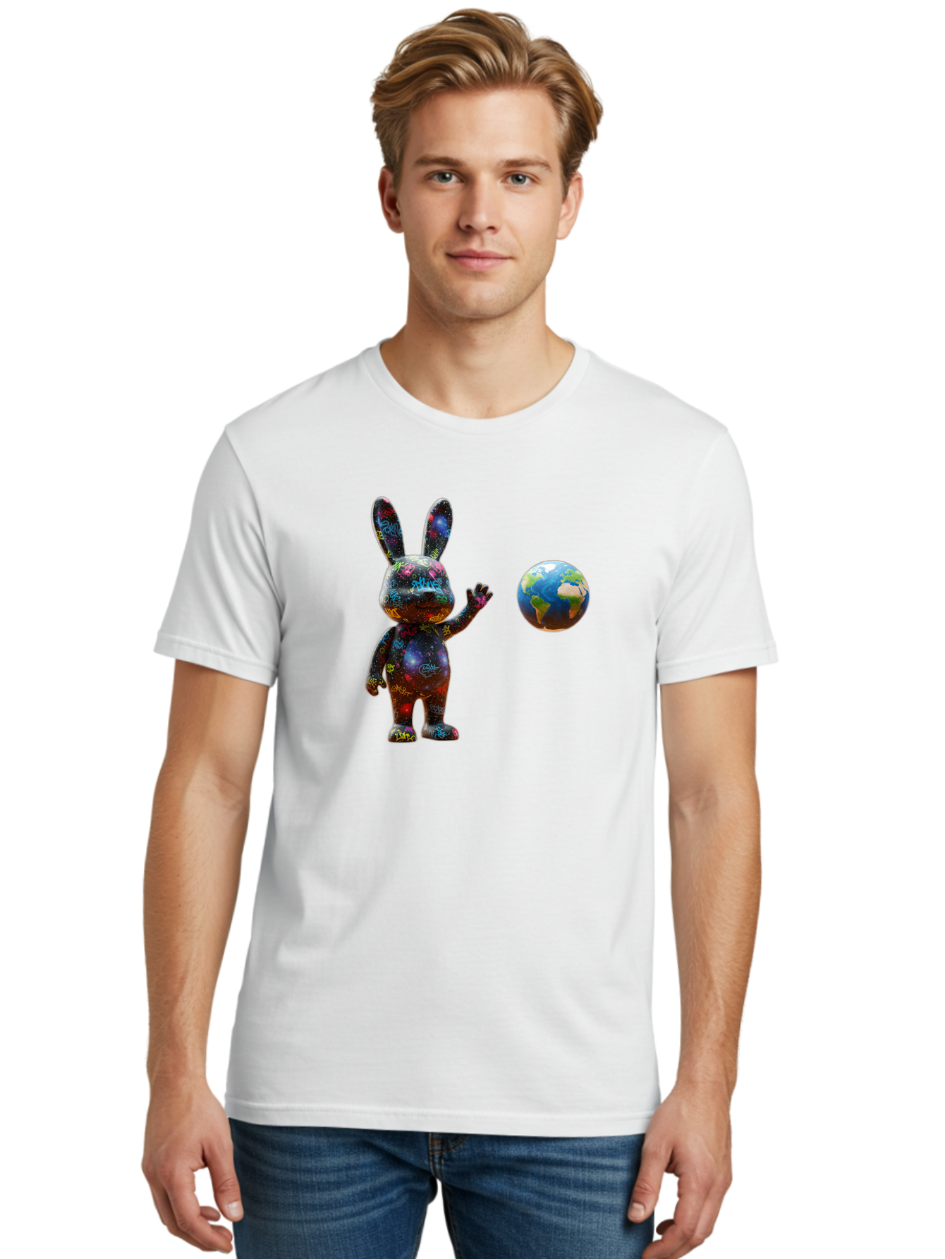 Galaxy-Bunny-3 Men'S Graphic Tee, 100% Cotton, Comfortable Casual Summer Wear, Machine Washable, Vintage Camera, Old Camera, Antique Camera, Black Camera, Classic Photography, Photography Equipment, Nostalgic Device, Film Camera, Camera Art Bai015