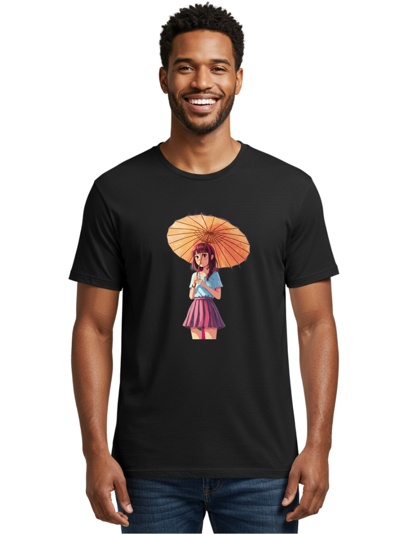 Girl-With-Parasol-1 Men'S Graphic Tee, 100% Cotton, Comfortable Casual Summer Wear, Machine Washable, Vintage Camera, Old Camera, Antique Camera, Black Camera, Classic Photography, Photography Equipment, Nostalgic Device, Film Camera, Bai030