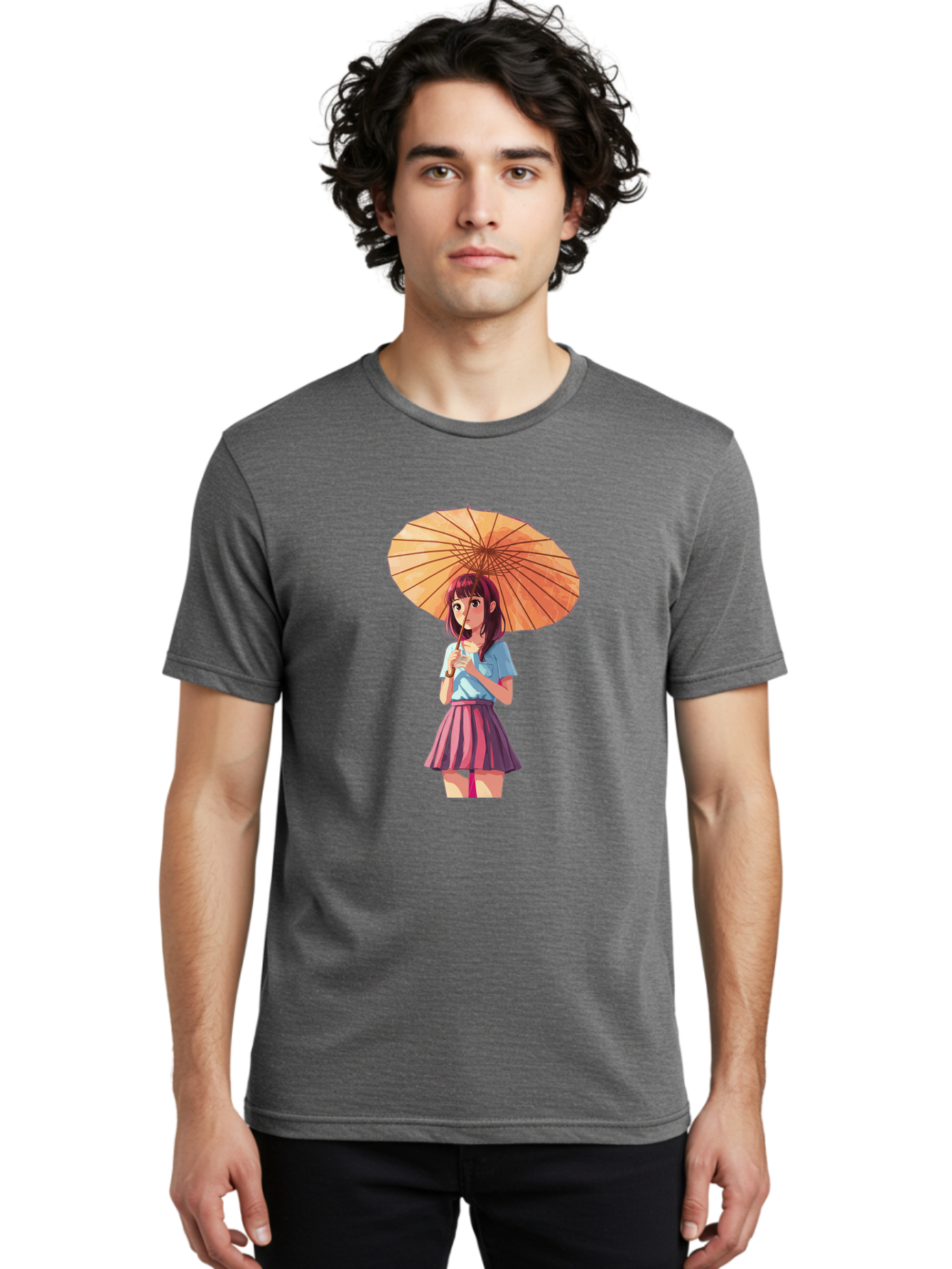 Girl-With-Parasol-1 Men'S Graphic Tee, 100% Cotton, Comfortable Casual Summer Wear, Machine Washable, Vintage Camera, Old Camera, Antique Camera, Black Camera, Classic Photography, Photography Equipment, Nostalgic Device, Film Camera, Bai030