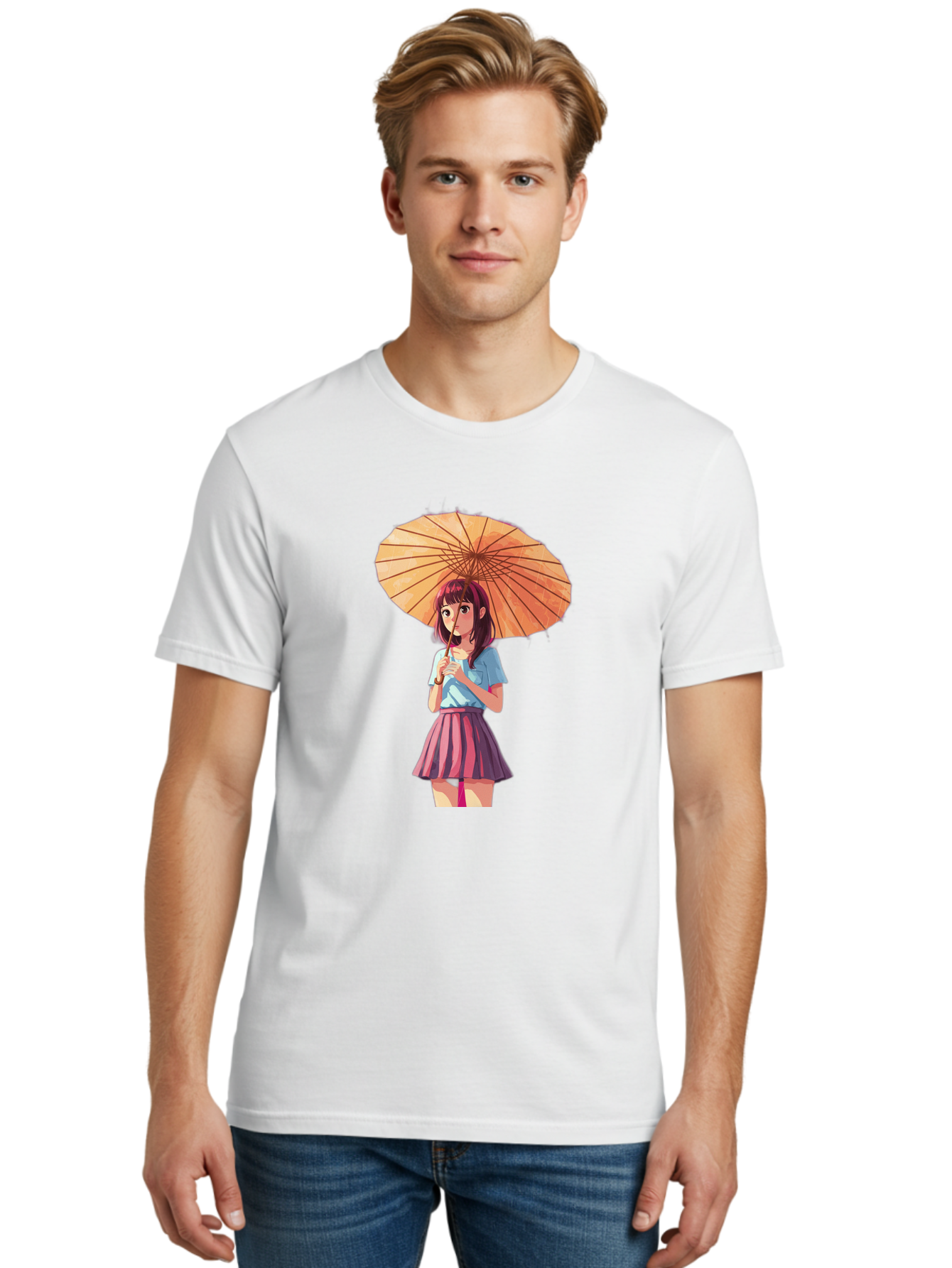 Girl-With-Parasol-1 Men'S Graphic Tee, 100% Cotton, Comfortable Casual Summer Wear, Machine Washable, Vintage Camera, Old Camera, Antique Camera, Black Camera, Classic Photography, Photography Equipment, Nostalgic Device, Film Camera, Bai030