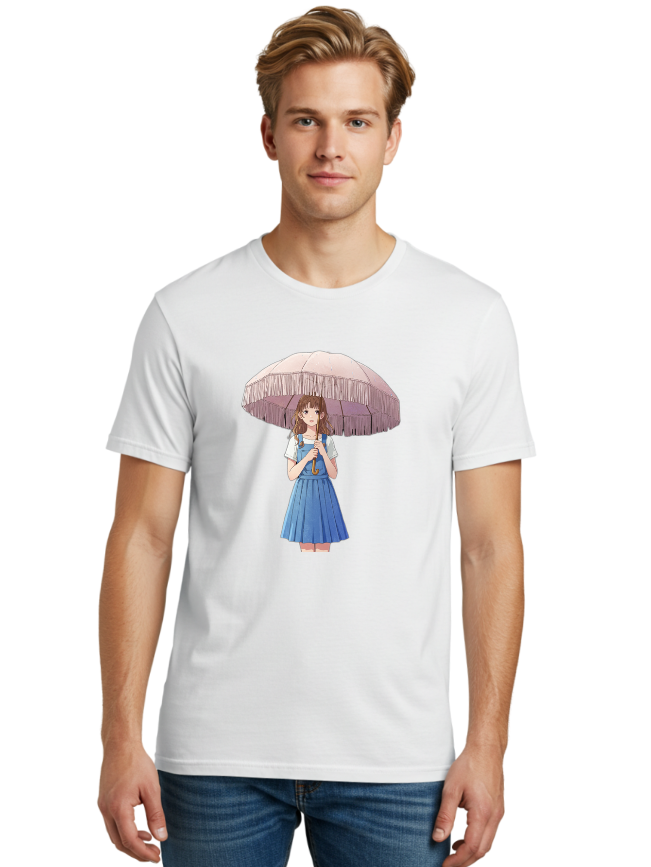 Girl-With-Parasol-2 Men'S Graphic Tee, 100% Cotton, Comfortable Casual Summer Wear, Machine Washable, Vintage Camera, Old Camera, Antique Camera, Black Camera, Classic Photography, Photography Equipment, Nostalgic Device, Film Camera, Bai031