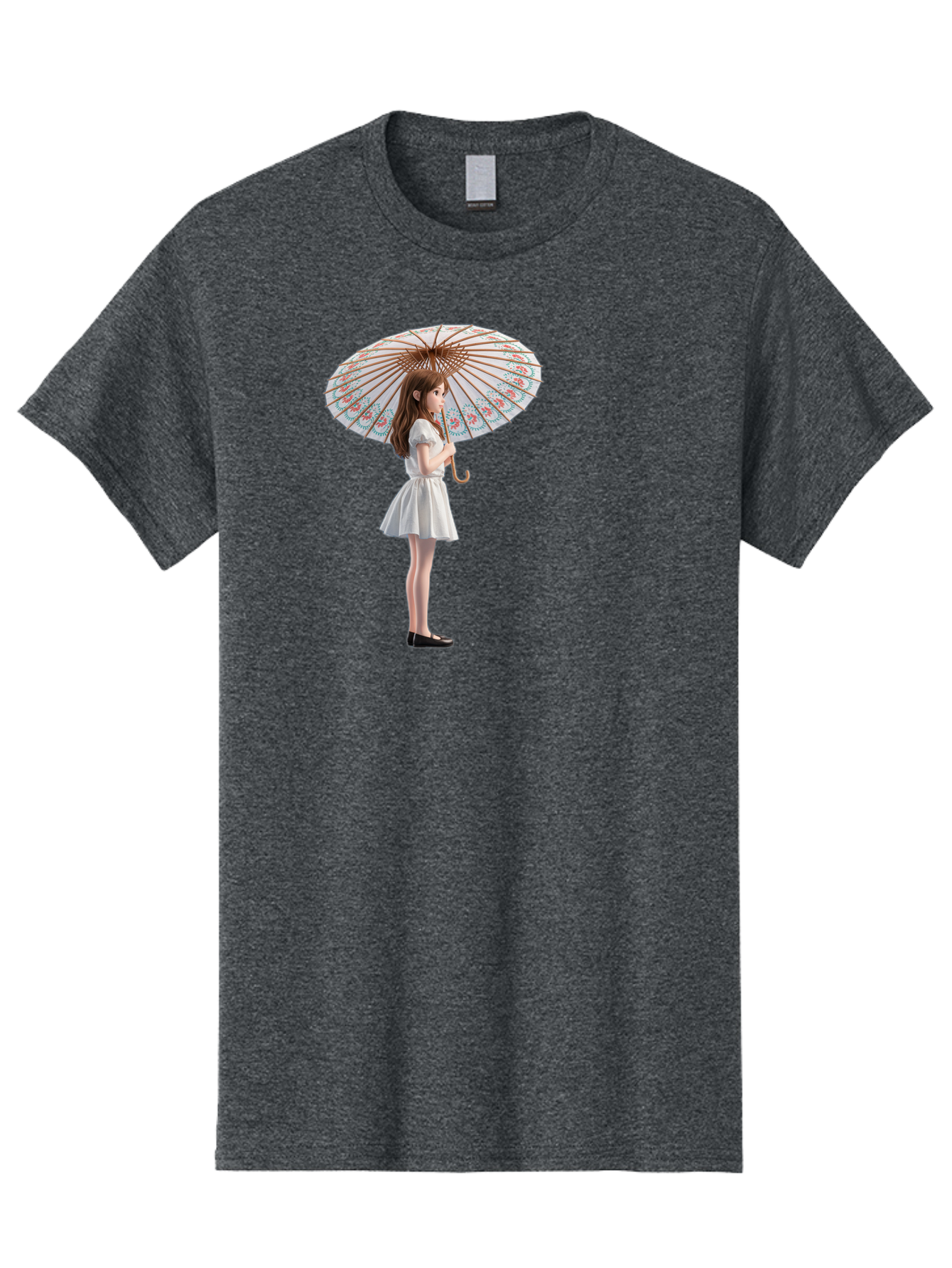 Girl-With-Parasol-3 Men'S Graphic Tee, 100% Cotton, Comfortable Casual Summer Wear, Machine Washable, Vintage Camera, Old Camera, Antique Camera, Black Camera, Classic Photography, Photography Equipment, Nostalgic Device, Film Camera, Bai032