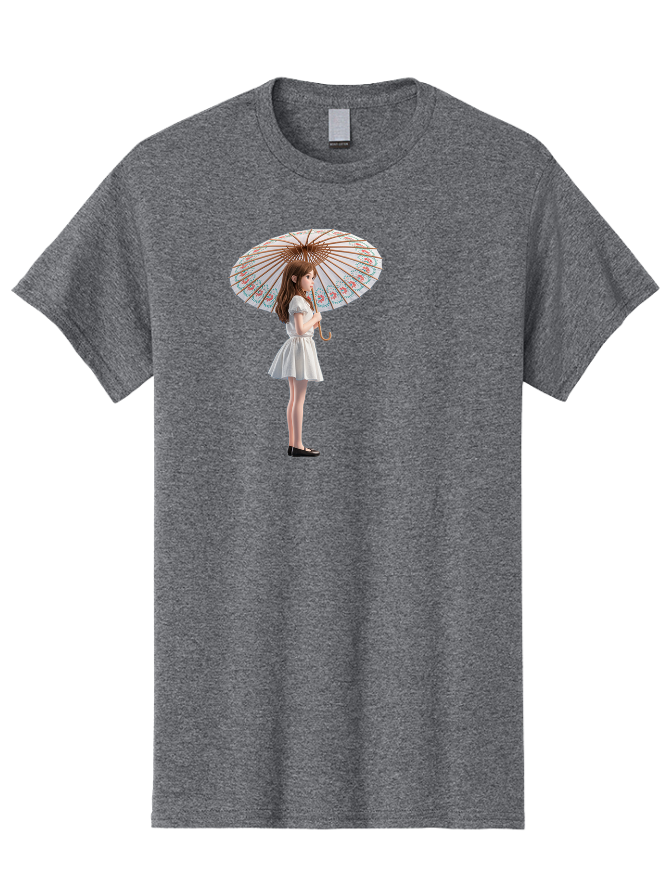 Girl-With-Parasol-3 Men'S Graphic Tee, 100% Cotton, Comfortable Casual Summer Wear, Machine Washable, Vintage Camera, Old Camera, Antique Camera, Black Camera, Classic Photography, Photography Equipment, Nostalgic Device, Film Camera, Bai032