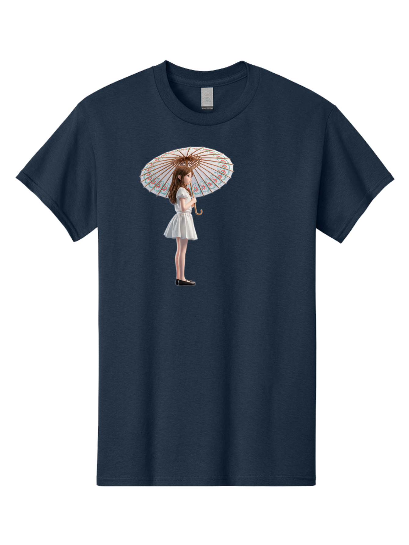 Girl-With-Parasol-3 Men'S Graphic Tee, 100% Cotton, Comfortable Casual Summer Wear, Machine Washable, Vintage Camera, Old Camera, Antique Camera, Black Camera, Classic Photography, Photography Equipment, Nostalgic Device, Film Camera, Bai032